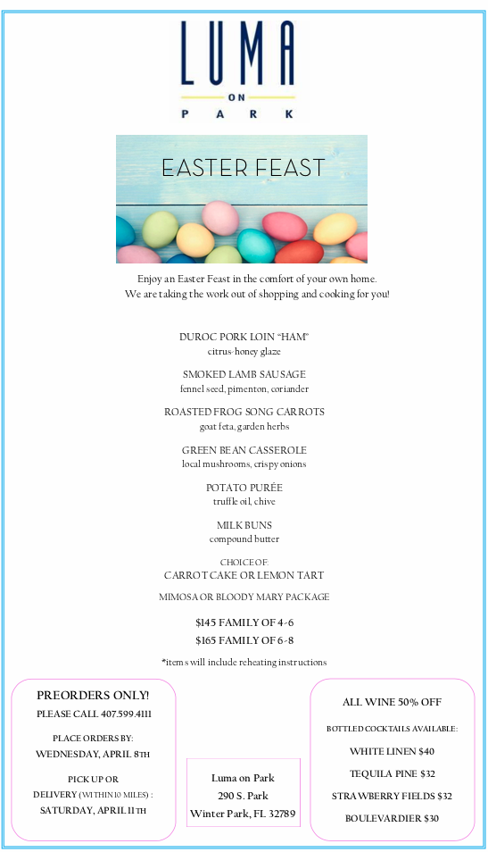 Where to Order Easter Food in Orlando 2020