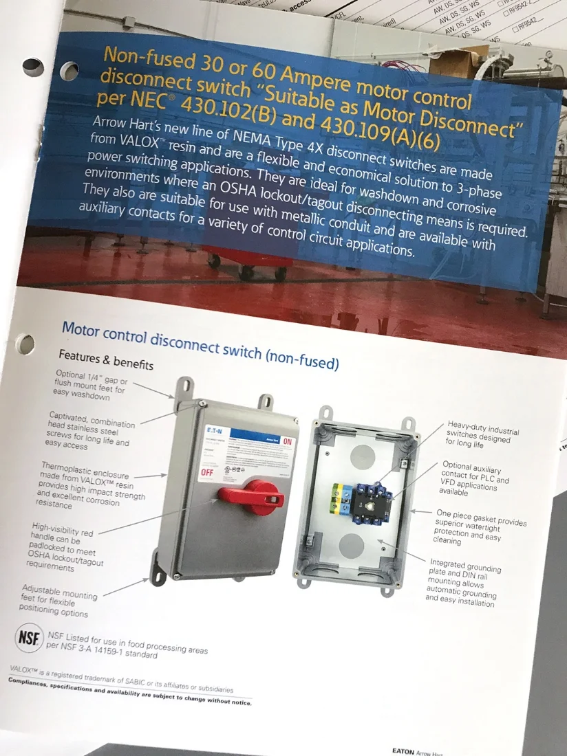 Motor Control Disconnect Switch page