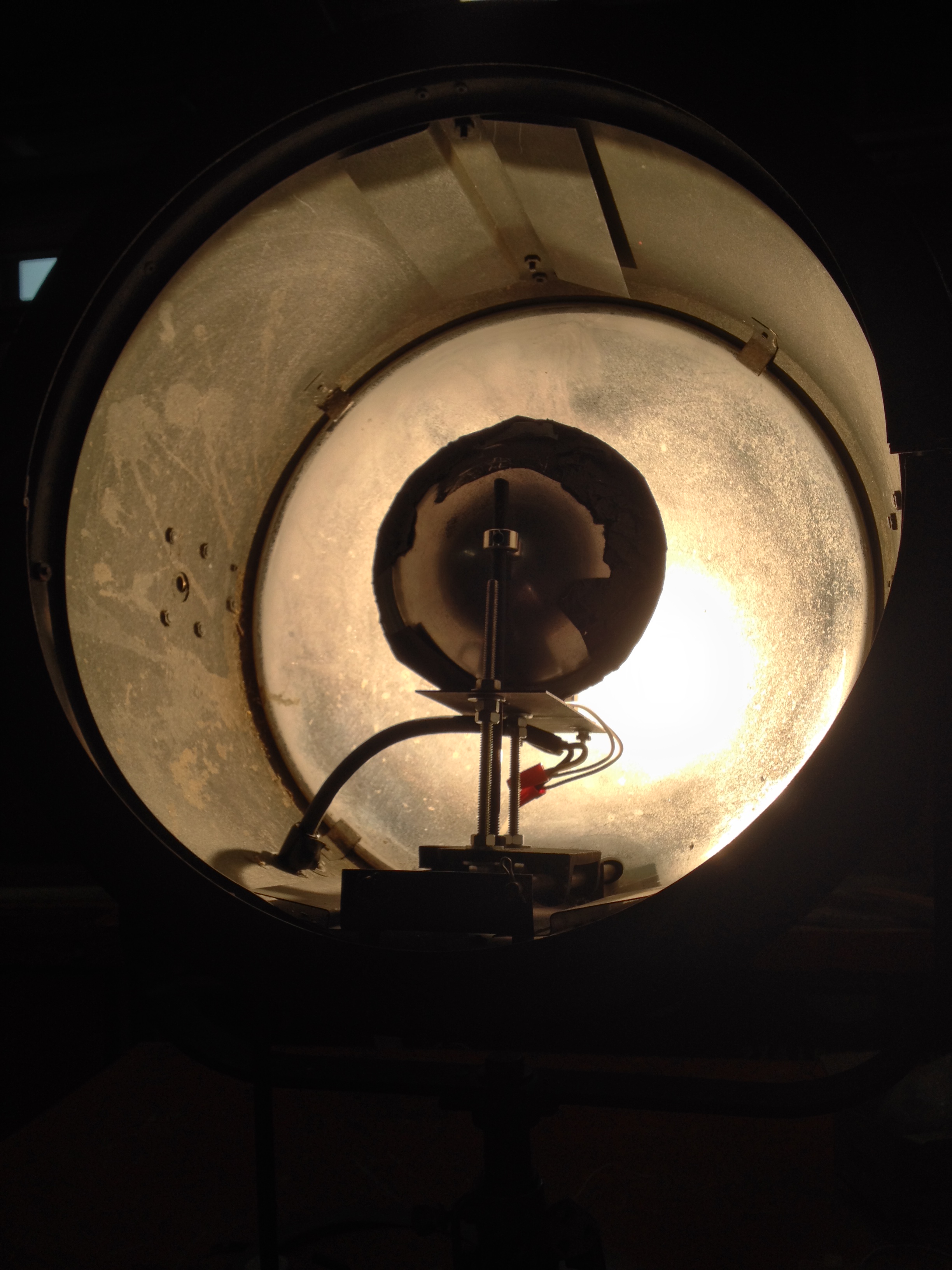 Beam projector used as searchlight