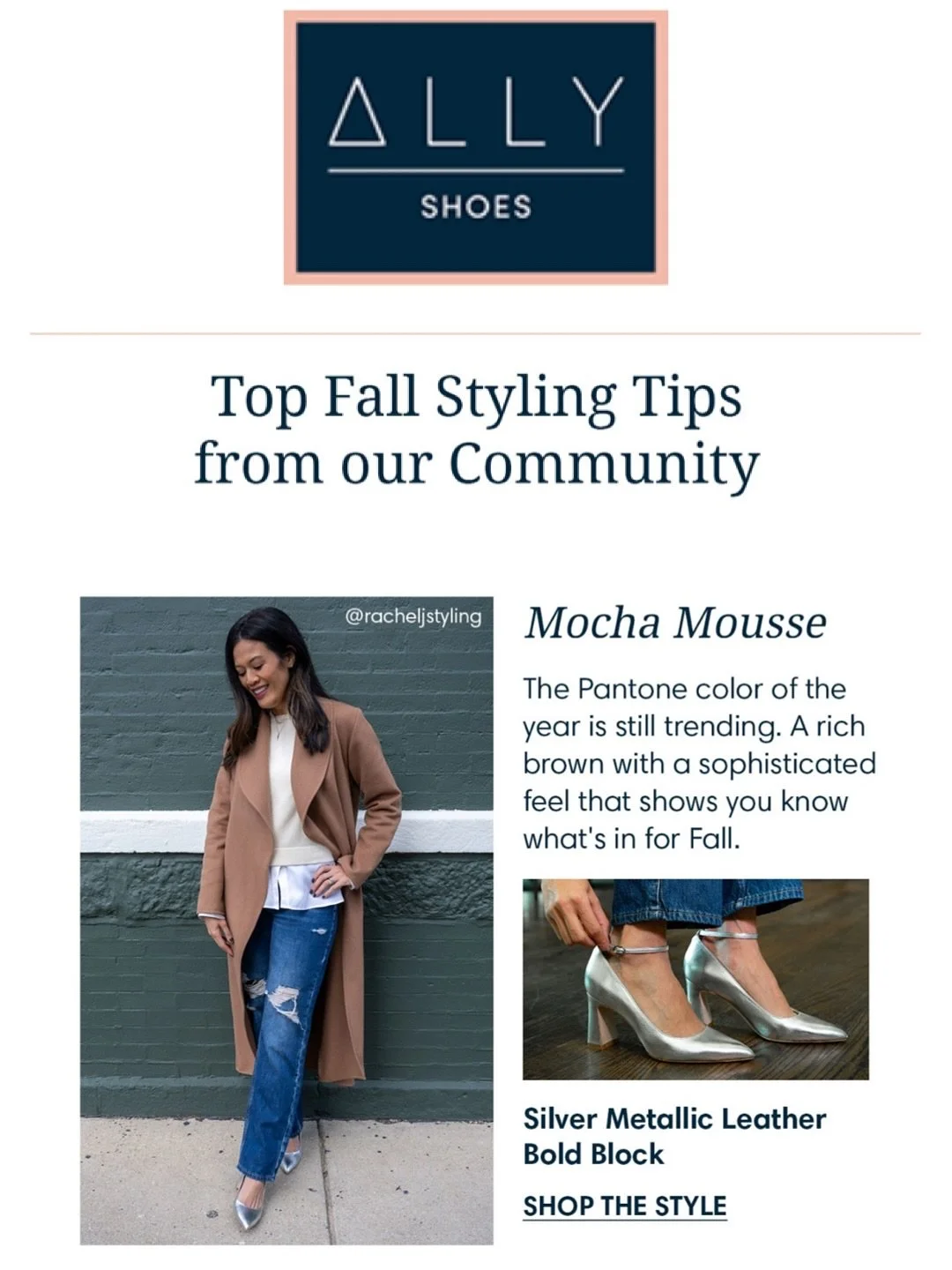 Thanks to @allyshoes for featuring my Fall styling tips! If you remember these 2 phrases for Fall - you&rsquo;re already a step ahead of the styling game. 
1. Unexpected pairings 
2. Opt for brown 🤎

HAPPY FALL, friends!!