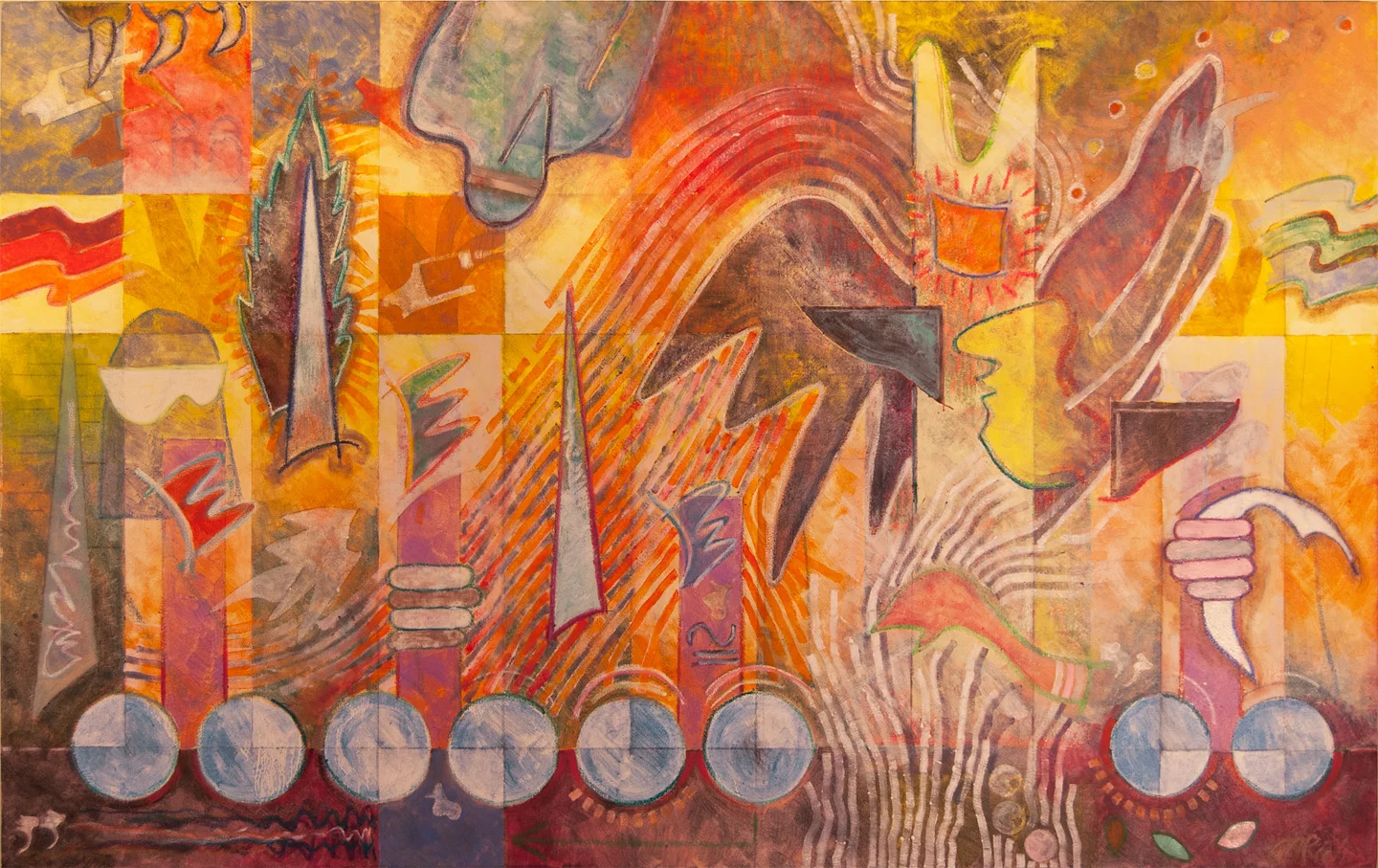 137 Elmfield St., Things I can't recall. 30" x 48", oil, wax & crayon on canvas, 11/2/16.