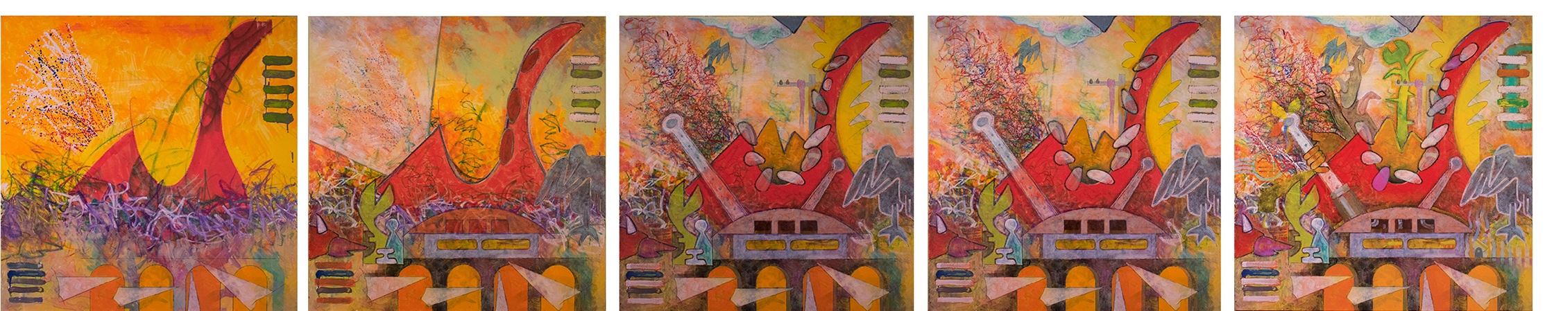 Red Saxophone, in progress. As a guitar player I’ve been stealing horn lines for as long as i can remember. So maybe this is a little homage to all those pilfered ideas, and it looks like the usual cast of characters is taking time to listen.