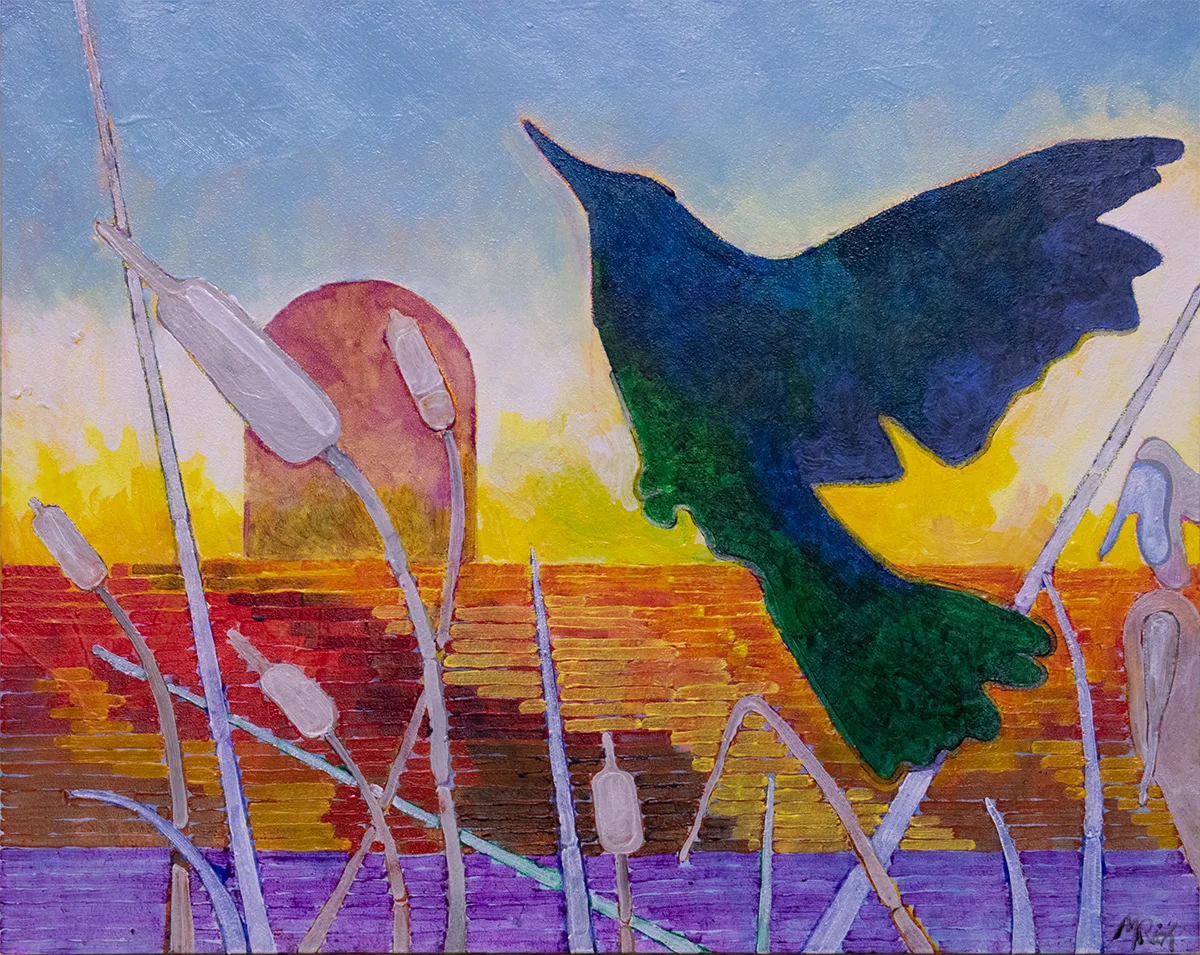 Blackbird over Cattails