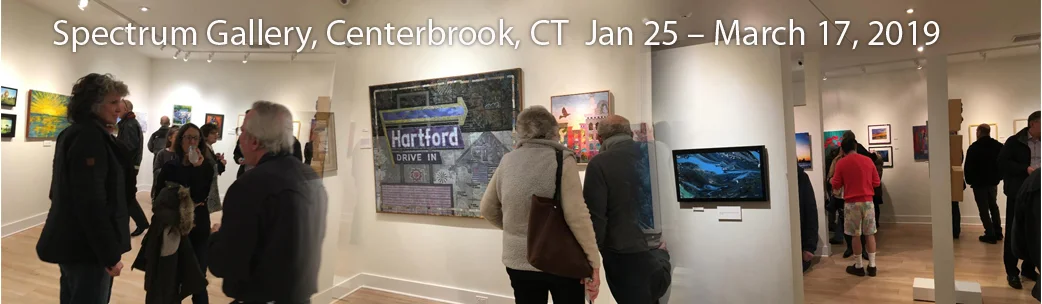 My piece, Hartford Drive In, sold, Spectrum Gallery, Centerbrook, CT.