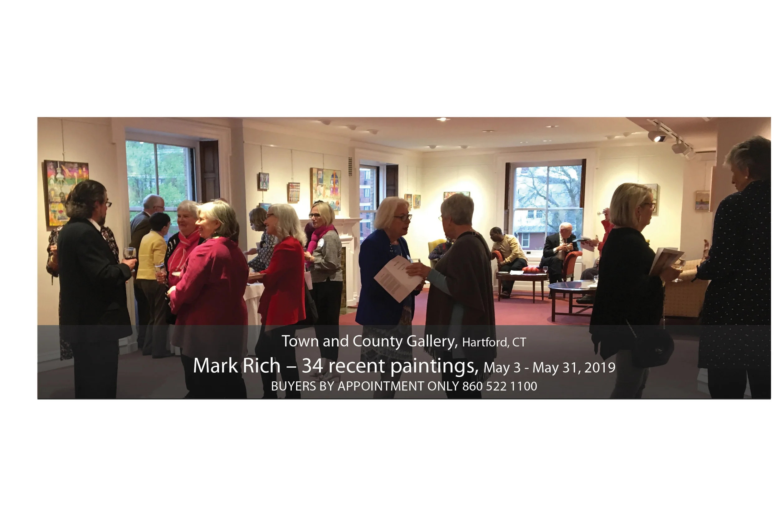 36 paintings at the Town & County Club Gallery, May 2019, Hartford, CT.
