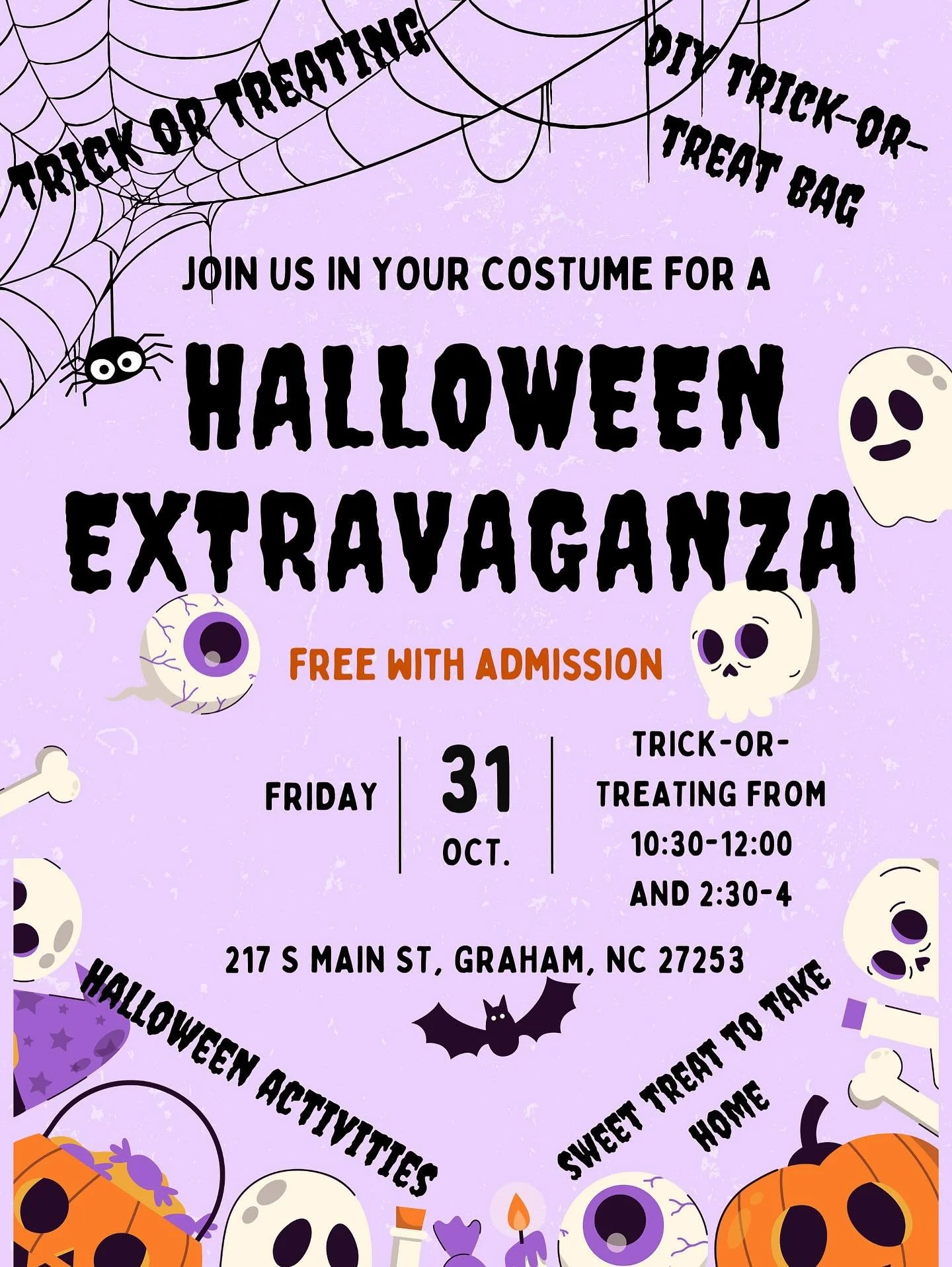 Make sure to join us on Halloween for a day of spooky fun! π»