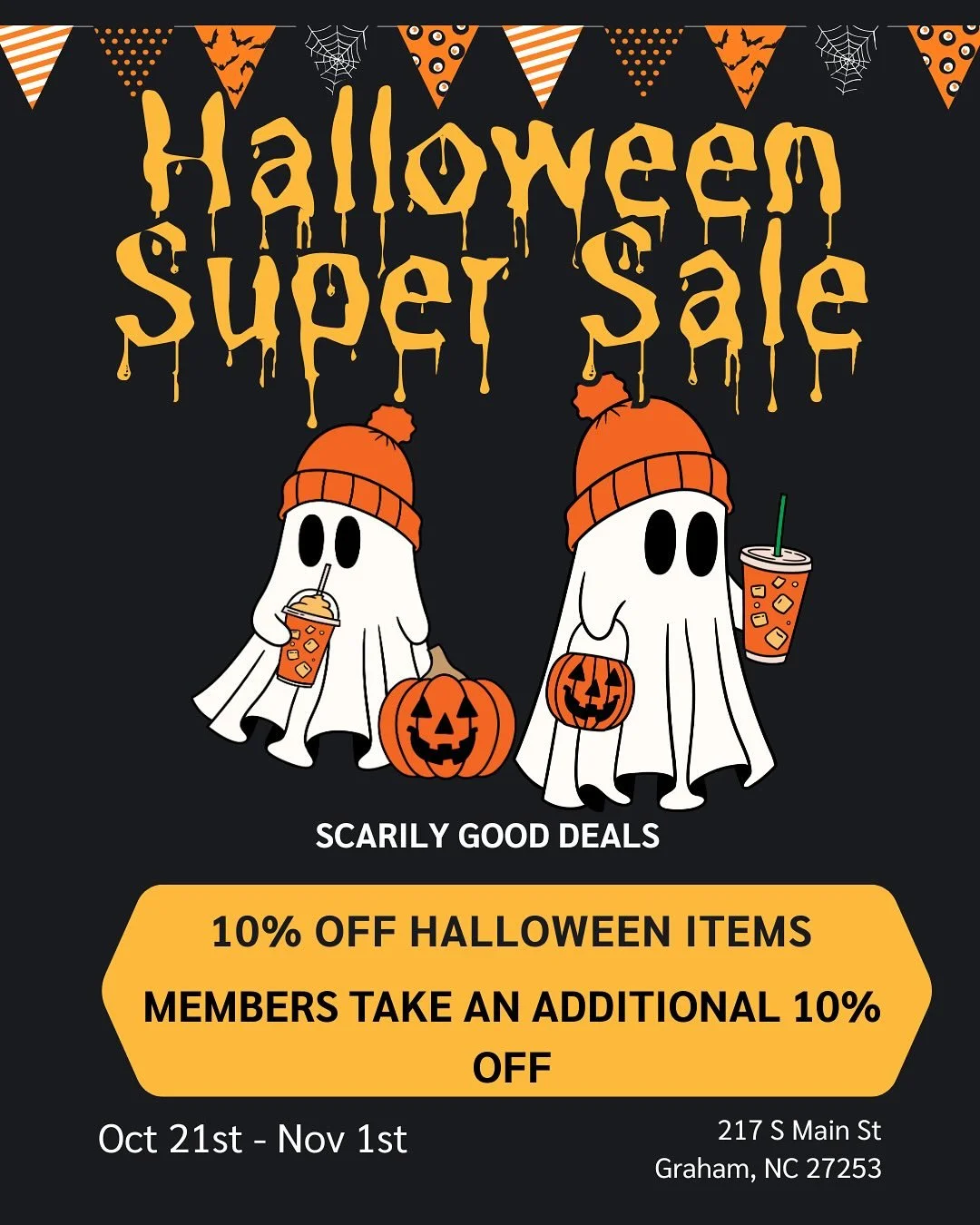 Get Ready for a Spooky Sale! Enjoy 10% Off ALL Halloween items! 🎃👻💀🧙 Now through November 1st, while supplies last! 
Members get an extra 10% off! 
Gift shop hours: Tues-Wed 10am-4pm, Thurs-Sat 10am-5pm! 
See you soon!🎃👻