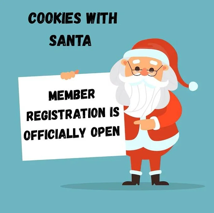 🎄🎅🏽Great News! 🎅🏽 🎄
Cookies with Santa registration is officially open to our members! 
Non-member registration will begin Tuesday, November 11th! 
Cookies with Santa will be Friday, December 12th so make sure to sign up!

https://www.childrens