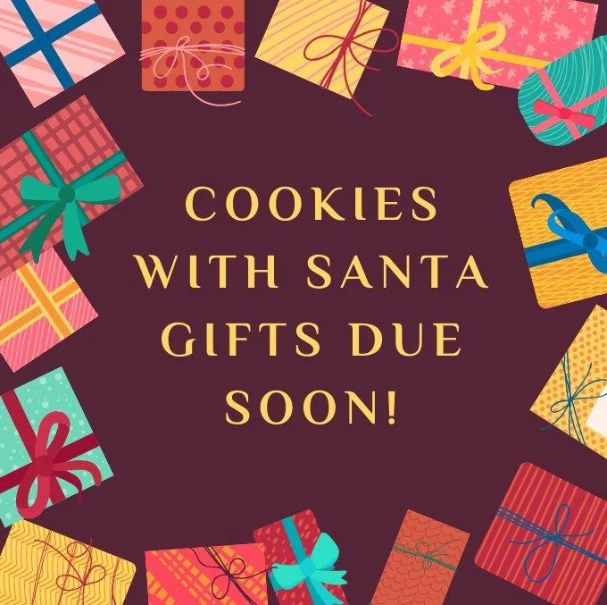 ‼️Attention CMAC Friends ‼️
If you are signed up for Cookies with Santa, gifts are due soon! 
Bring your gifts UNWRAPPED before 5pm on December 5th.
There is a 10% discount if you purchase a gift from the gift shop. Call us at 336-228-7997 if you are