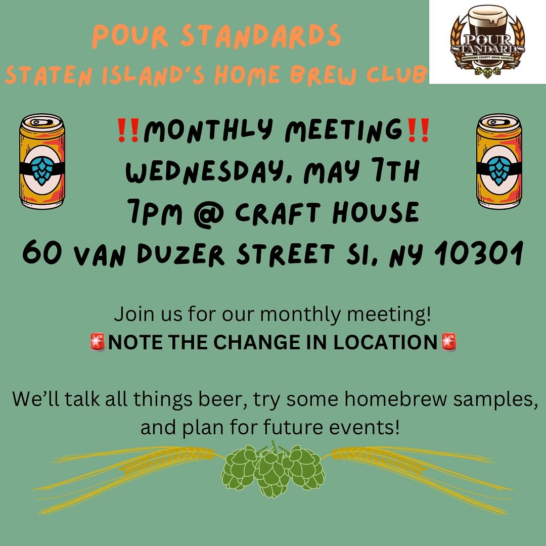 🚨LOCATION CHANGE🚨
Join us for our monthly meeting this Wednesday, May 7th, at The Craft House! Hope to see you there 🍻