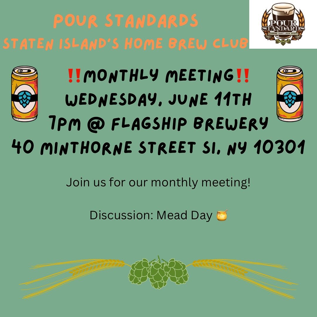 Come join us tomorrow for our monthly meeting 🍺 Try some homebrew samples and talk all things beer!