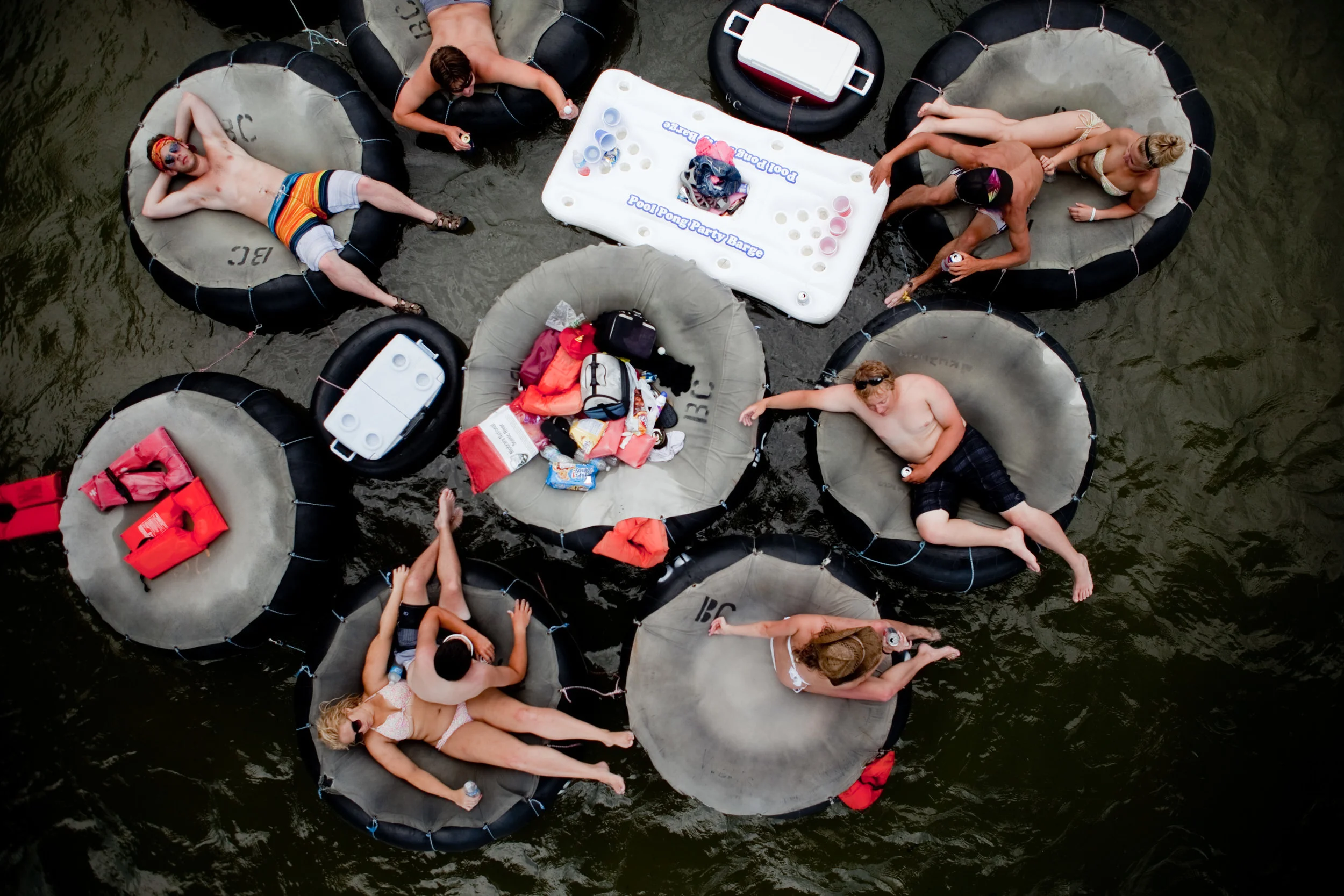  Tubers float by Brewer Bridge on the Niobrara National Scenic River on July 6, 2013.    