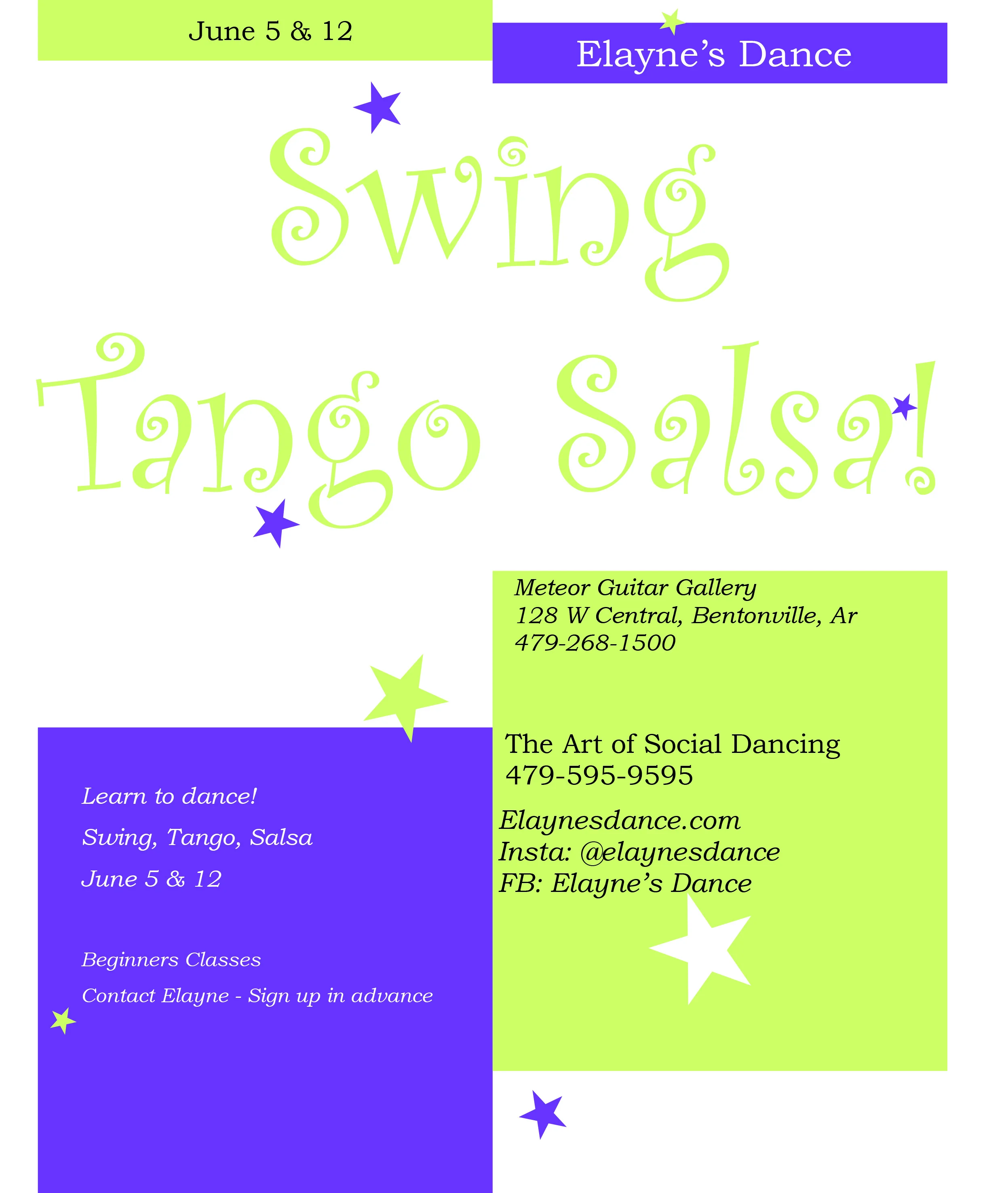 Elayne's Dance - Swing, Tango and Salsa