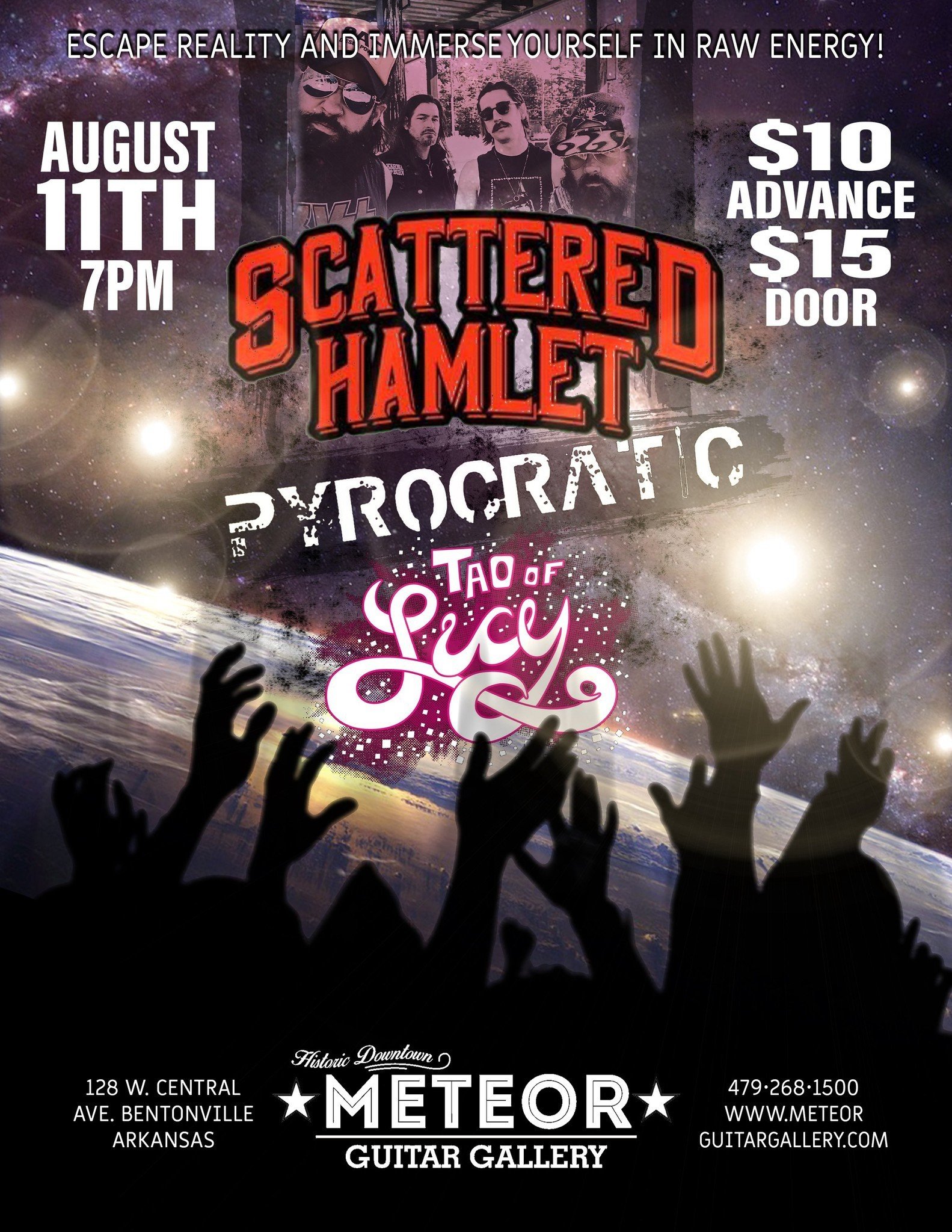 Scattered Hamlet, Pyrocratic, and Tao of Lucy at Meteor Guitar Gallery