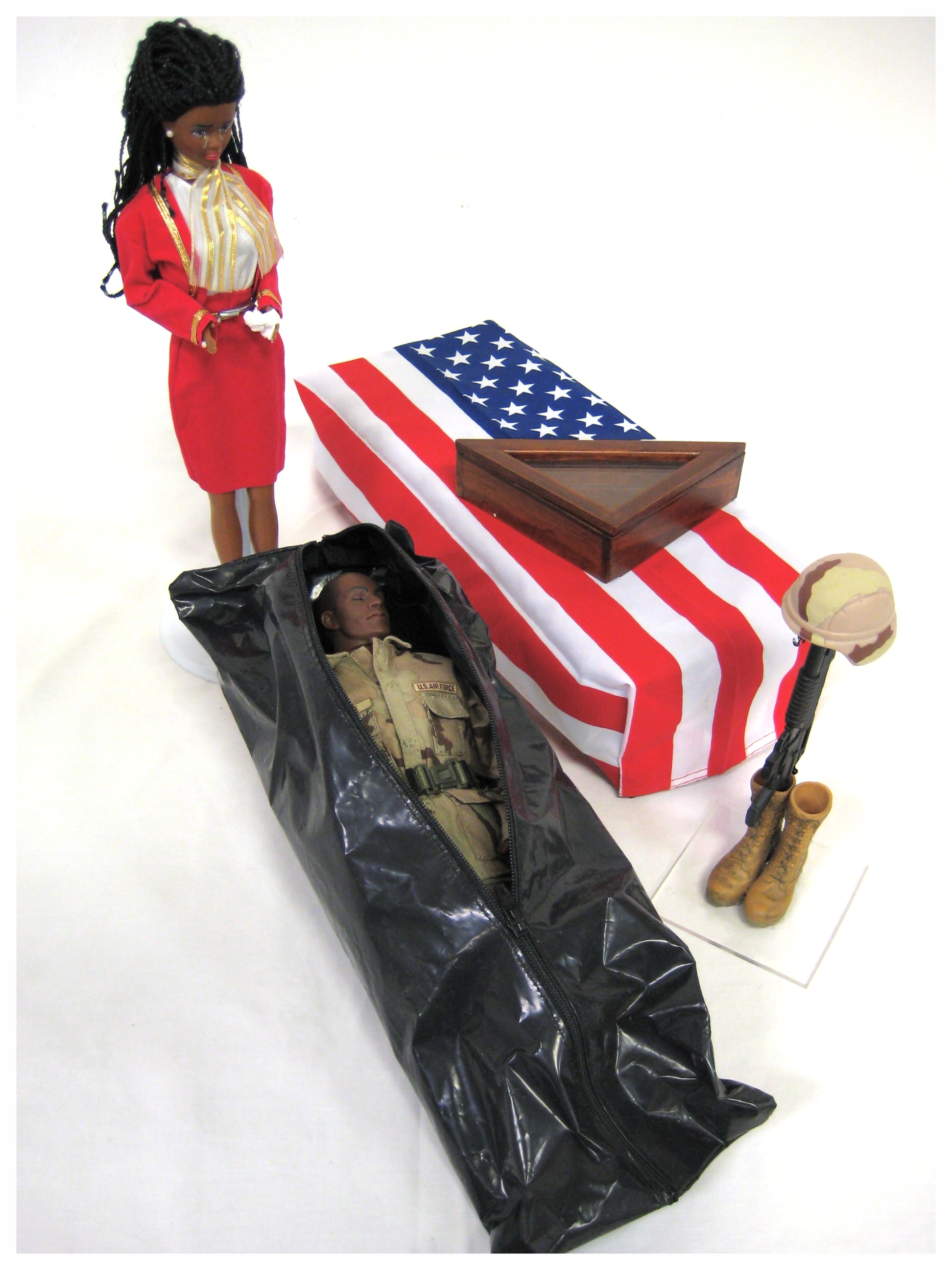 GI Joe reality set with body bag and flag