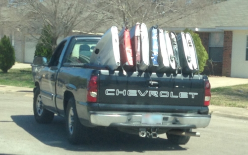 Don't see it as a truckful of tailgates. See it as ten angry truck owners. Thieves hate alert people. 