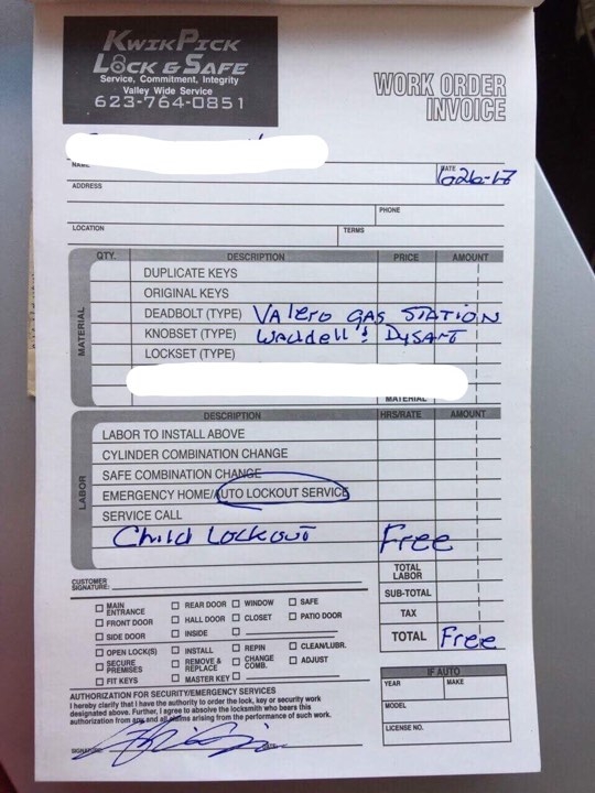 I got a lot of handshakes from onlookers when I gave the customer her bill (as shown).