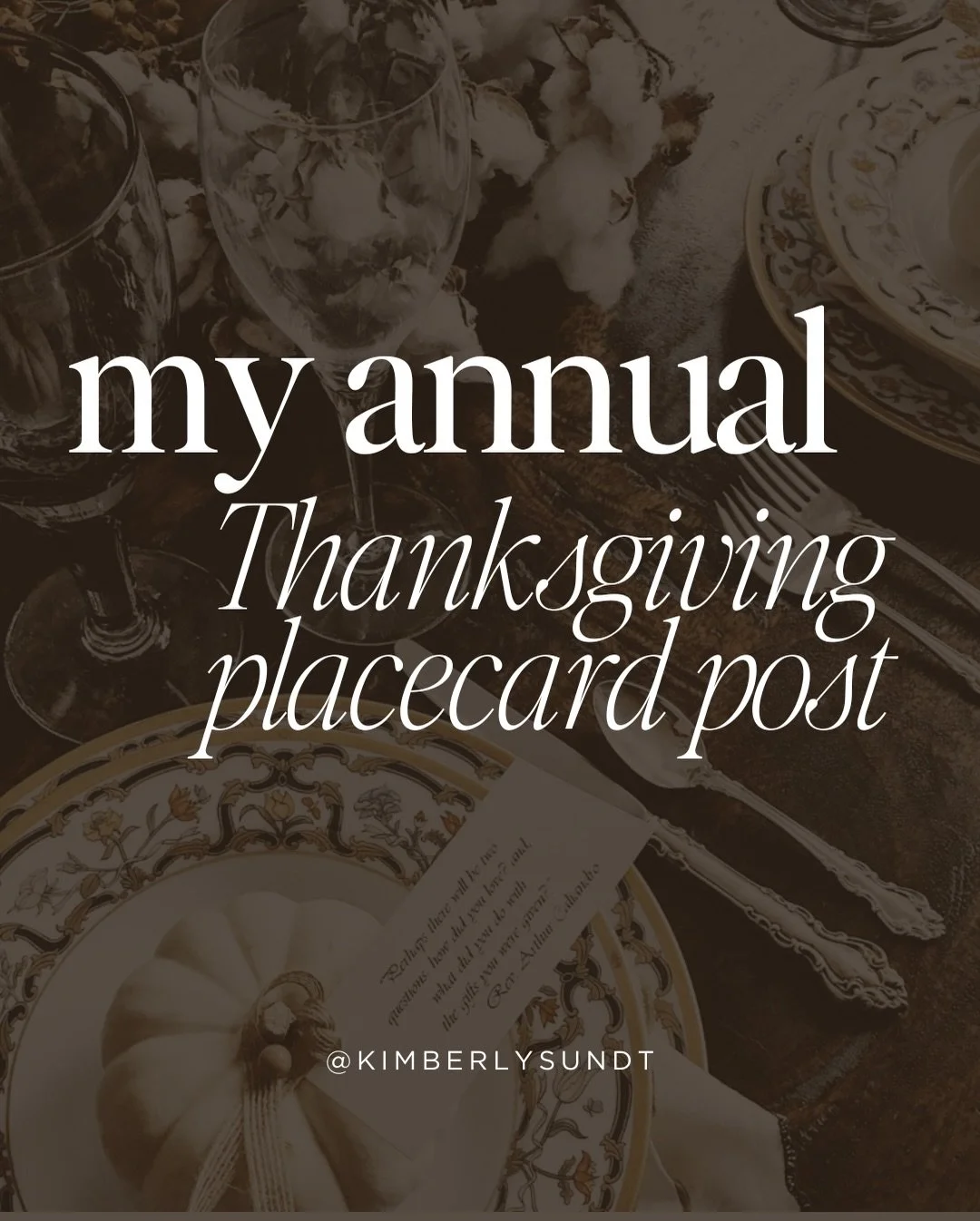 Happy Thanksgiving! This has always been one of my favorite placecard ideas for fall, especially for Thanksgiving. Each person emails you in advance with their favorite quote.

You print those out and tie them onto small pumpkins. Their quote is thei