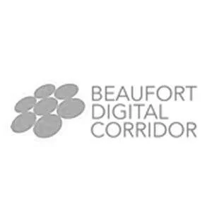 Logo for Beaufort Digital Corridor with stylized cluster of ovals and text.