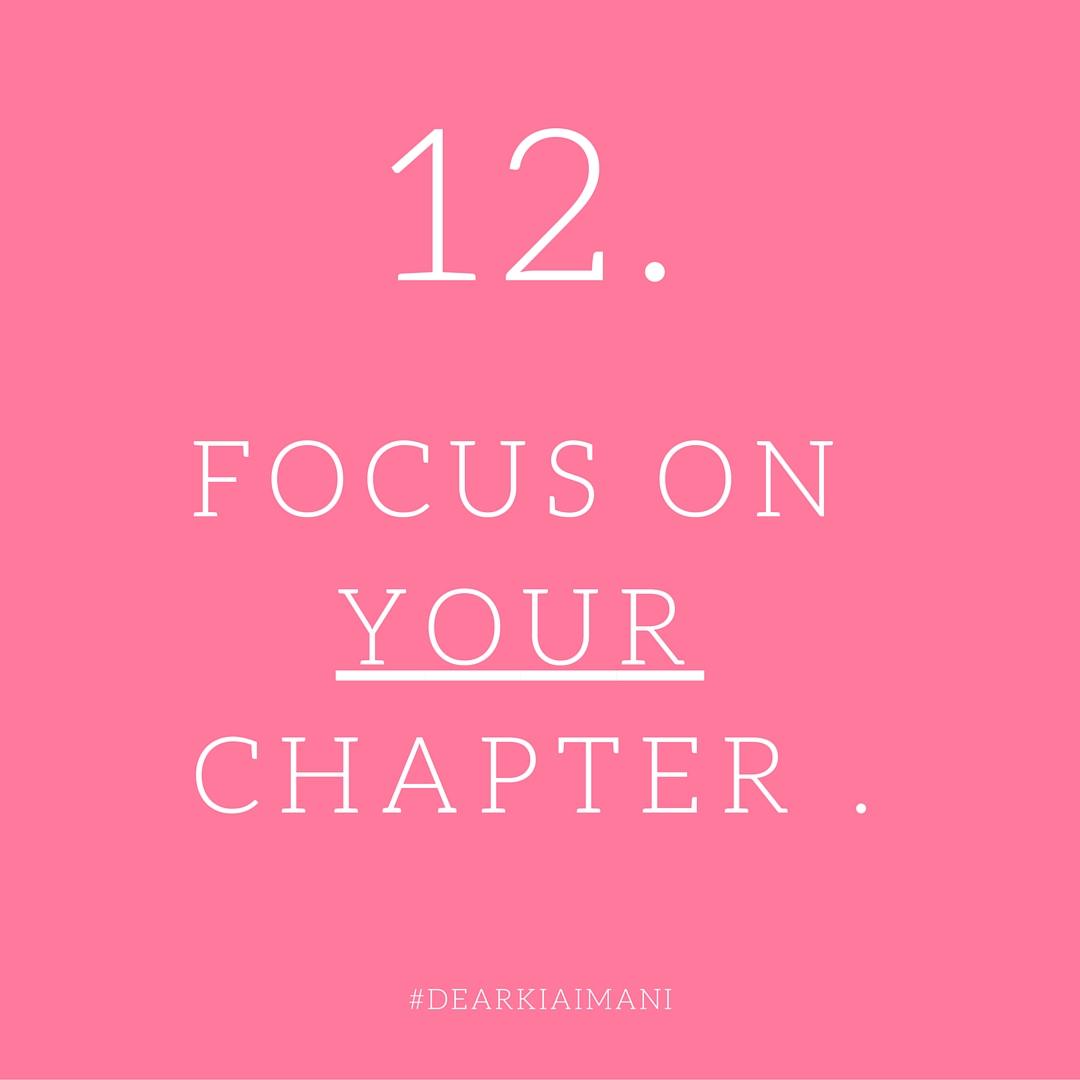 #DearKiaImani , "Comparison is the thief of joy." Stop comparing your chapter 3 to someone else's chapter 7. Enjoy YOUR journey to the top and focus on being the best at what YOU do.