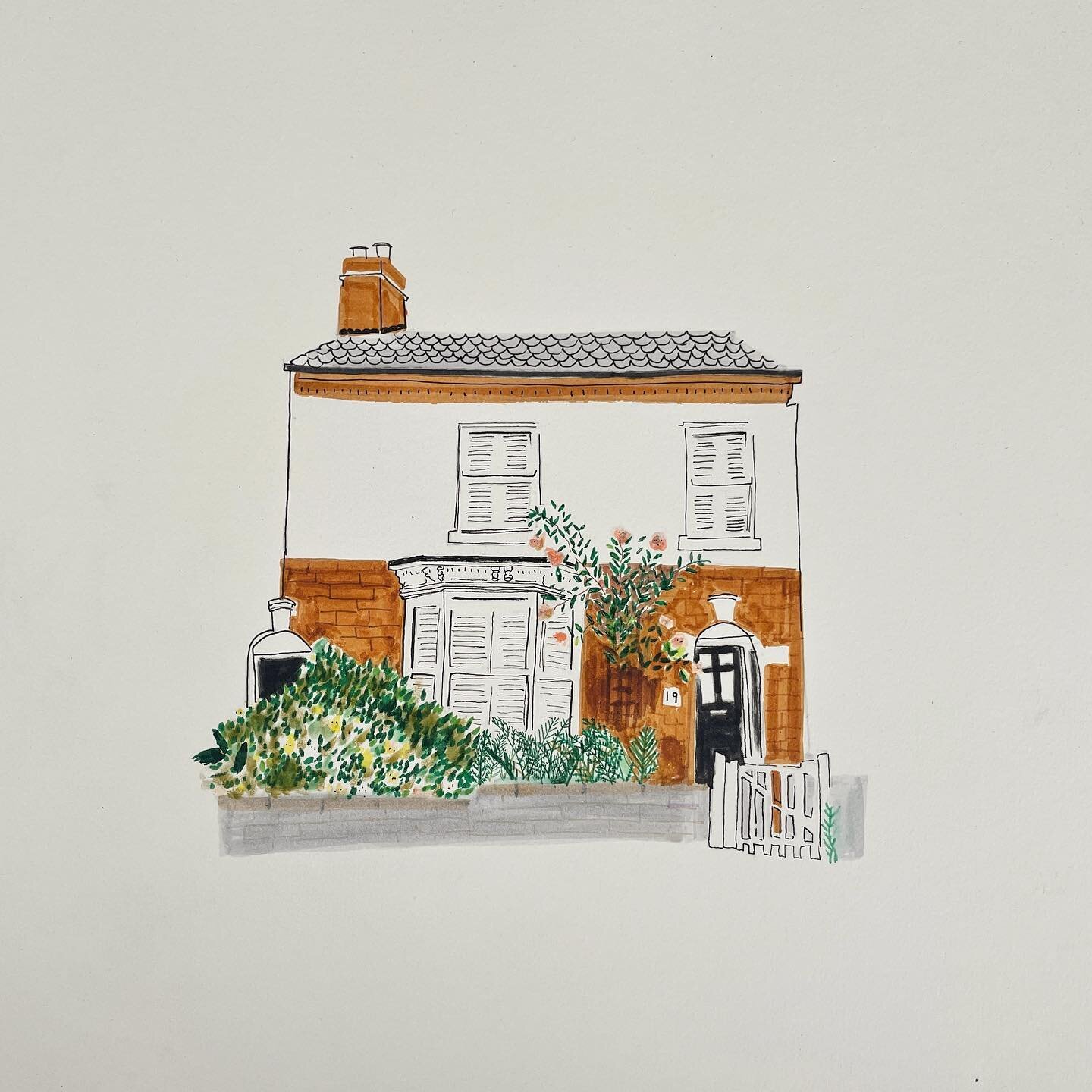 H Is for&hellip; Home. What a dream to draw, a pretty house and ferns and even a rose. 

#handdrawnhouse #happyhome #myvictorianhouse #housedrawingsofinstagram #sophiekinnsillustration #illustration #home