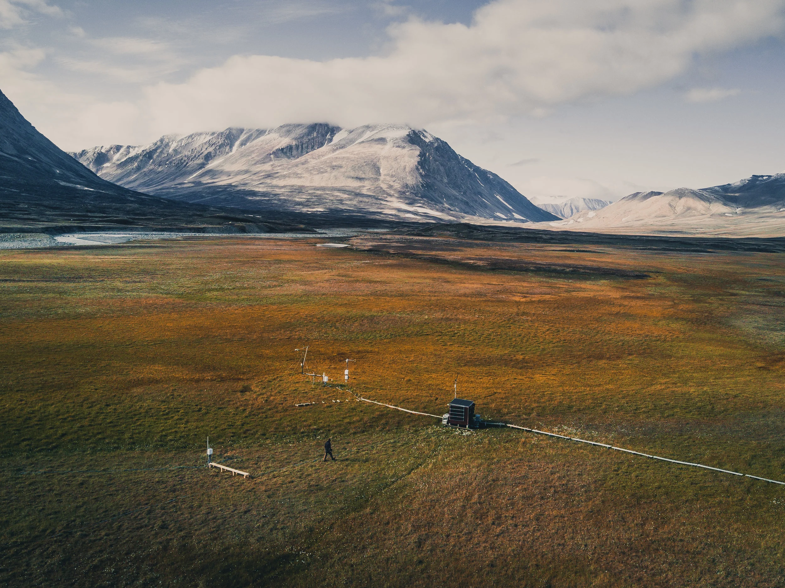 Measurement station in the Greenlandic wilderness. North-East Greenland 2017