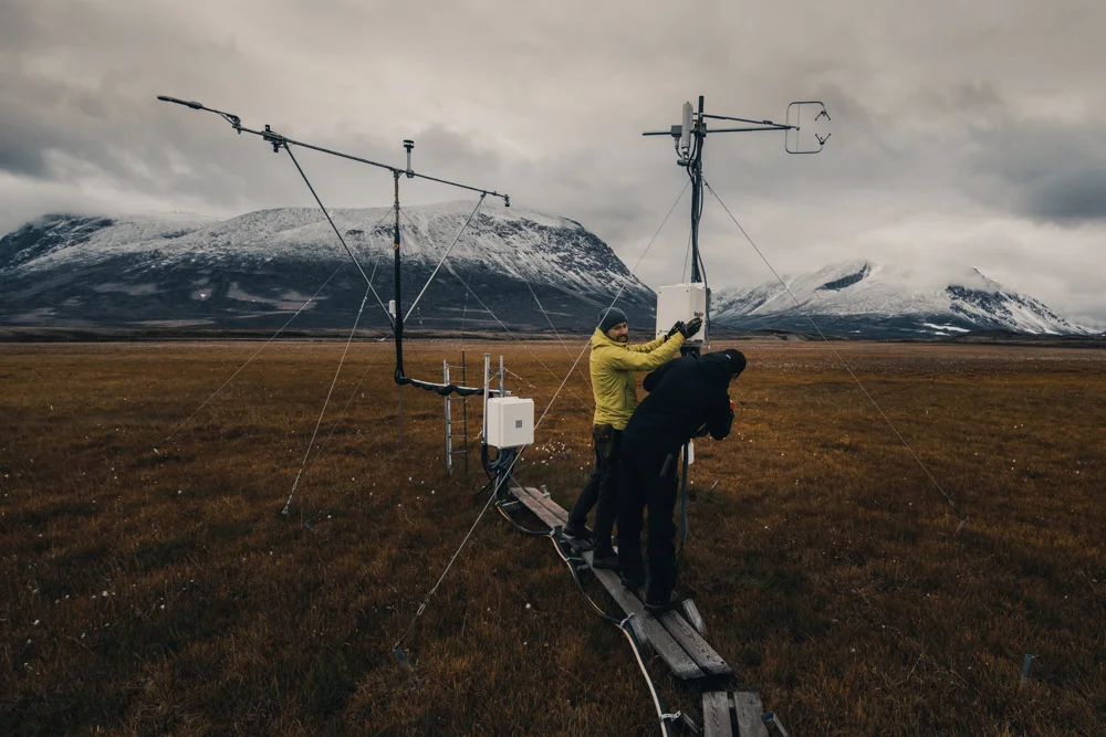Researchers fixing the instruments in the Zackenberg research station. Greenland 2017
