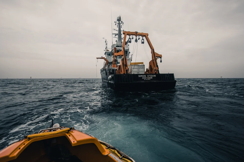 Icos research vessel in the Belgium sea. Belgium 2017