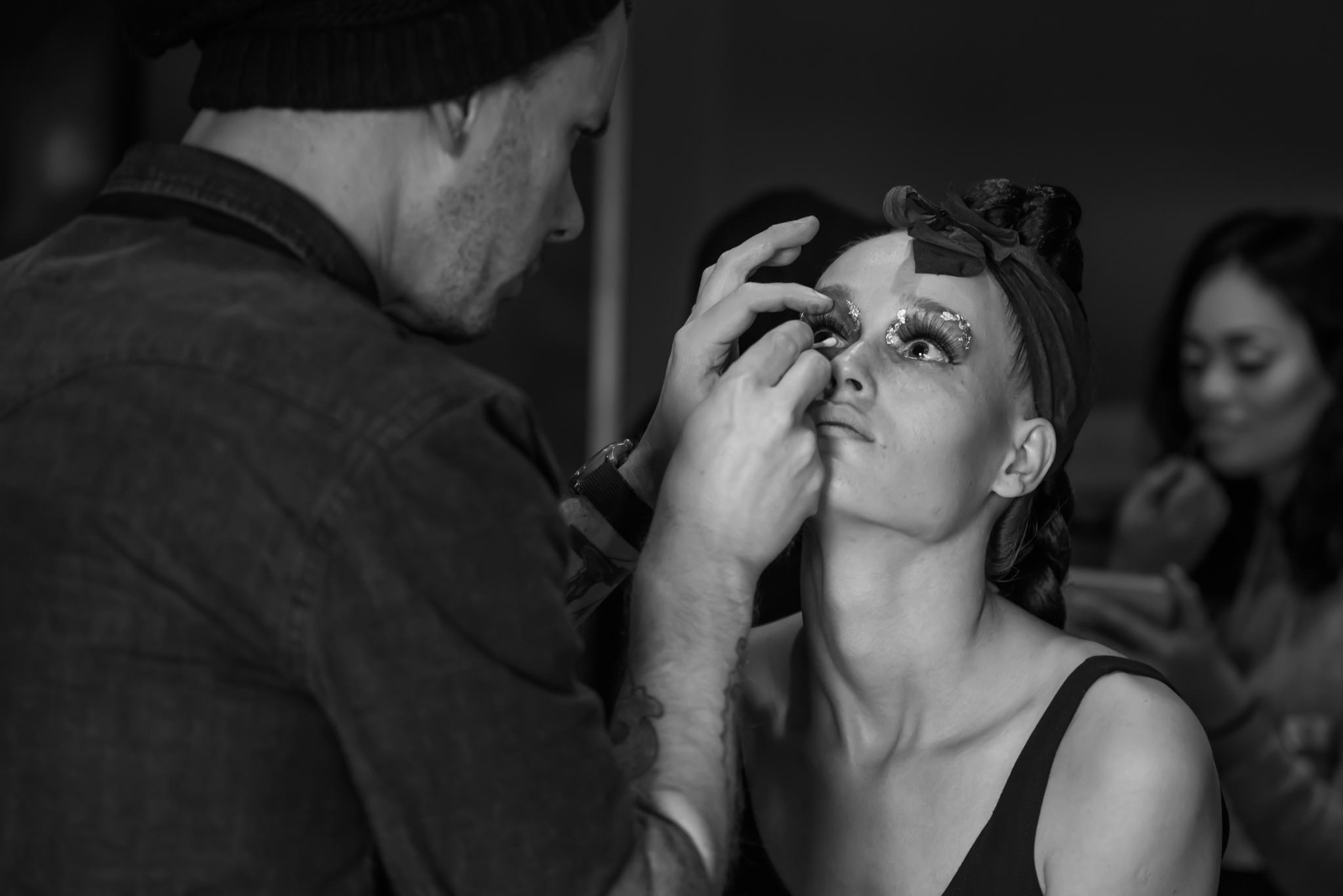 For designer Raina Trimble I got to apply gold flake to my good friend and model Katya Estes.