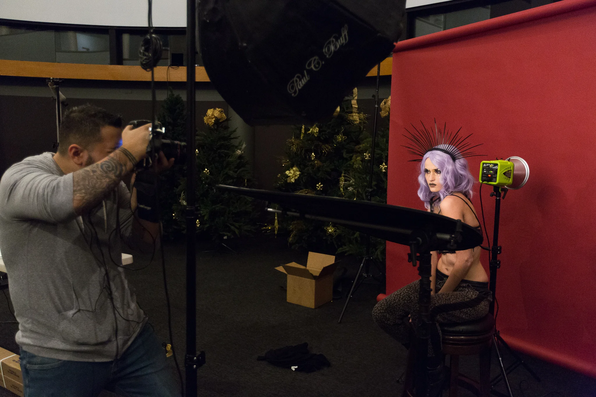 Antonio shooting Katya live for the class.