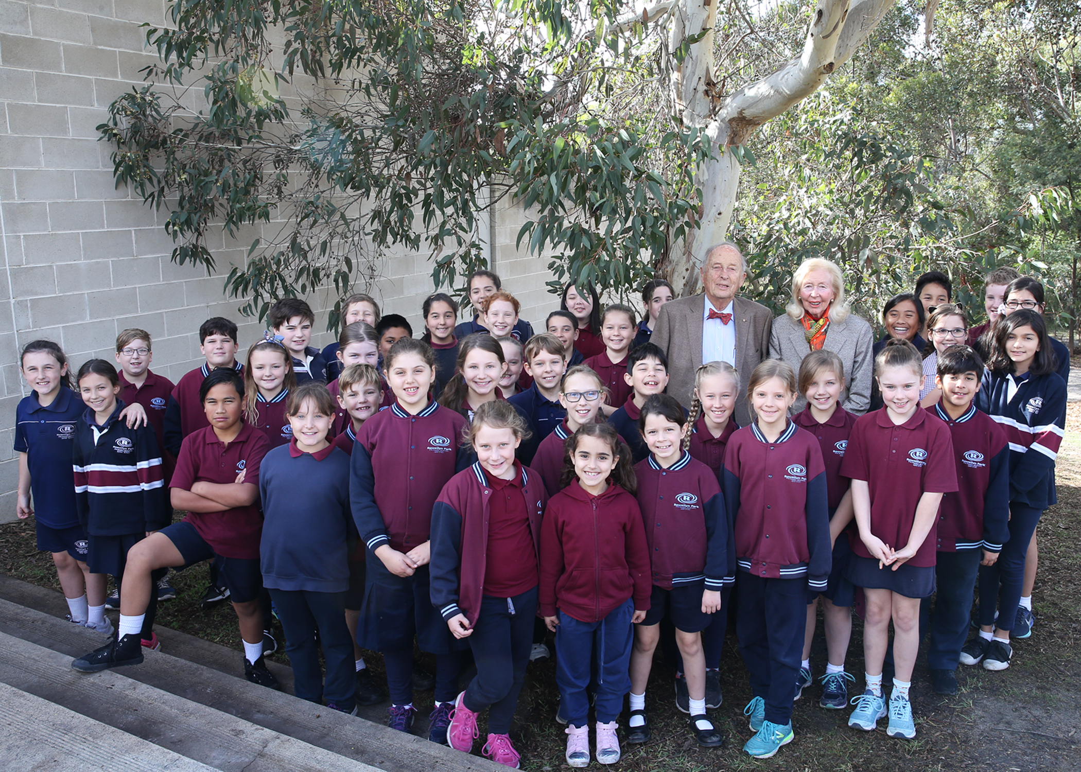 Baillieu Myer AC, Sarah Myer and students from Rowellyn Park Primary School in Carrum Downs were among those at the turning of the sod for the new pavilion and terrace at McClelland Sculpture Park+Gallery.