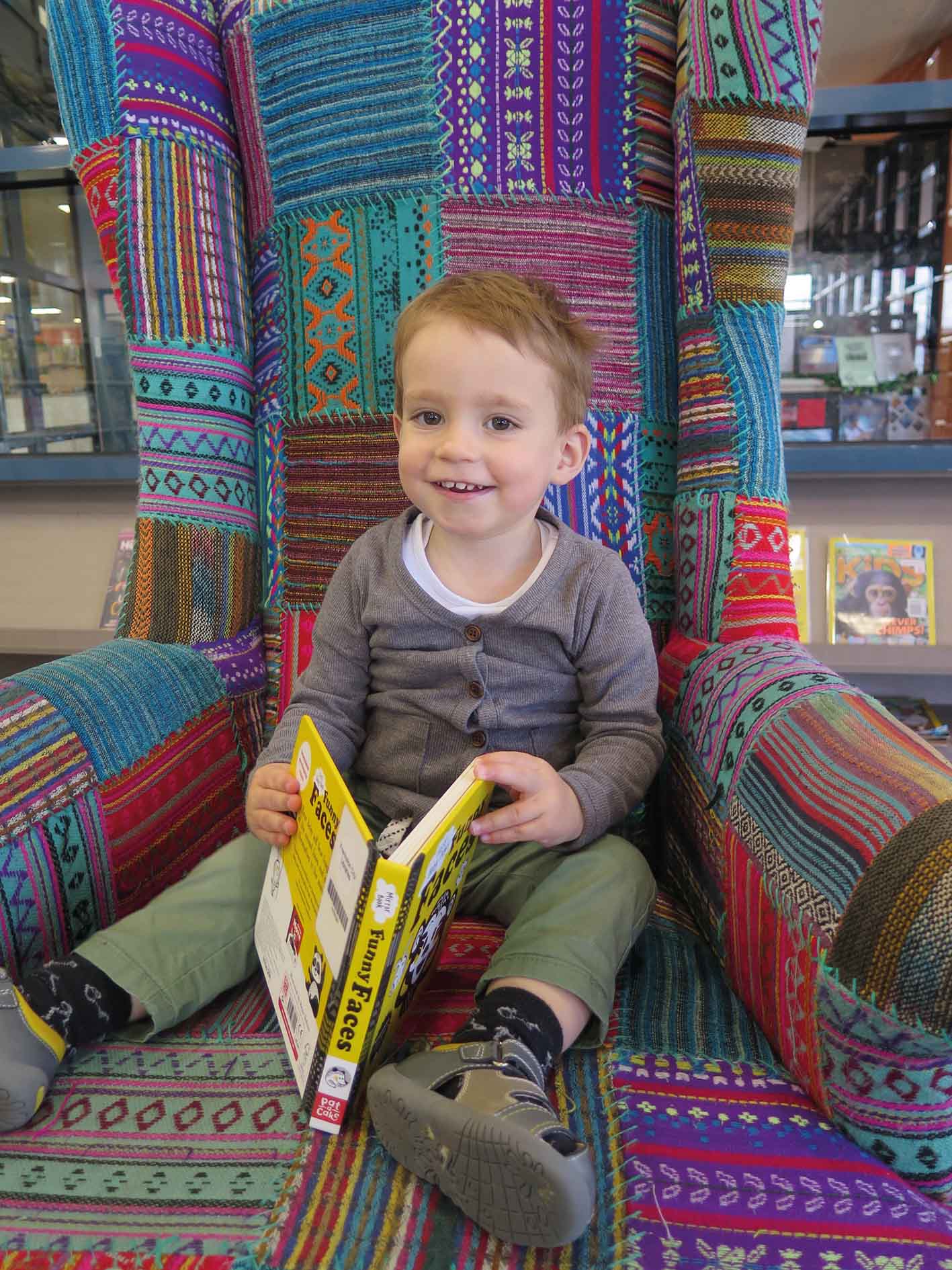 Angus gets comfortable as he prepares for the Mayor’s Reading Challenge next month.