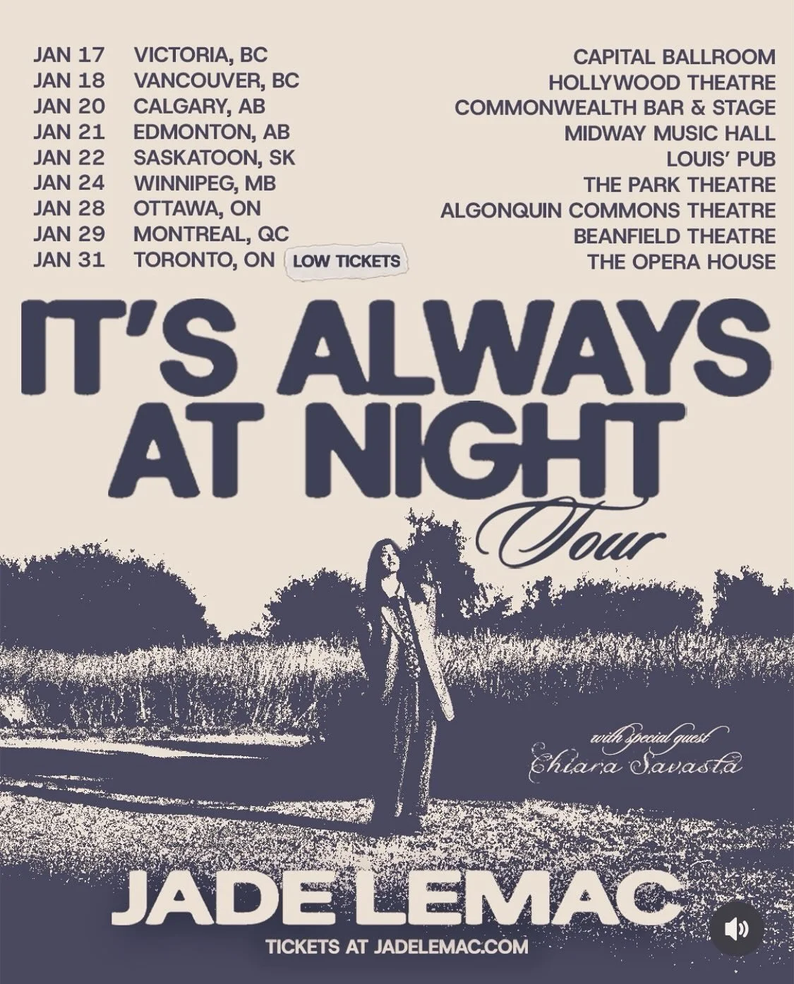 First one of the year! Always a pleasure working with Jade LeMac, this time her first headline Canadian &amp; Australian tours. These shows aren&rsquo;t to be missed! Thanks to the band and crew for all the hard work putting this one together. See y&