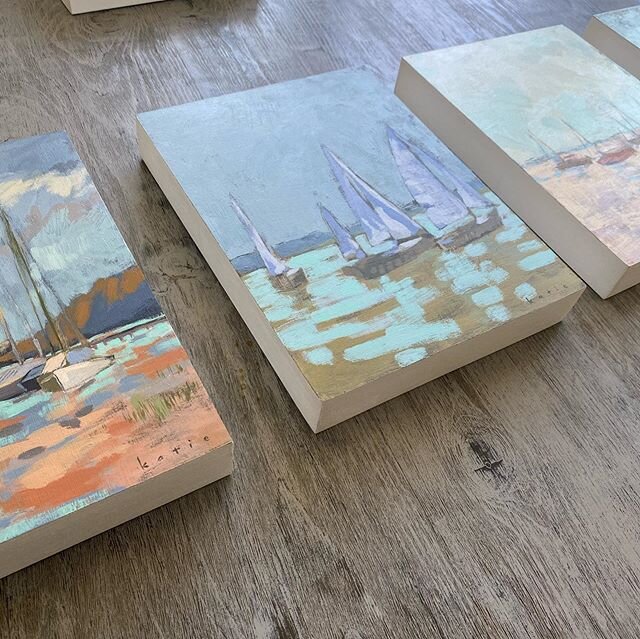 Sails on sale! $100 each + tax + local pick up.  Acrylic on 9x12 pine panel. Sides painted white and ready to hang. Questions? Claim one below or DM me!
1: available 
2: available 
3: SOLD 
4: available