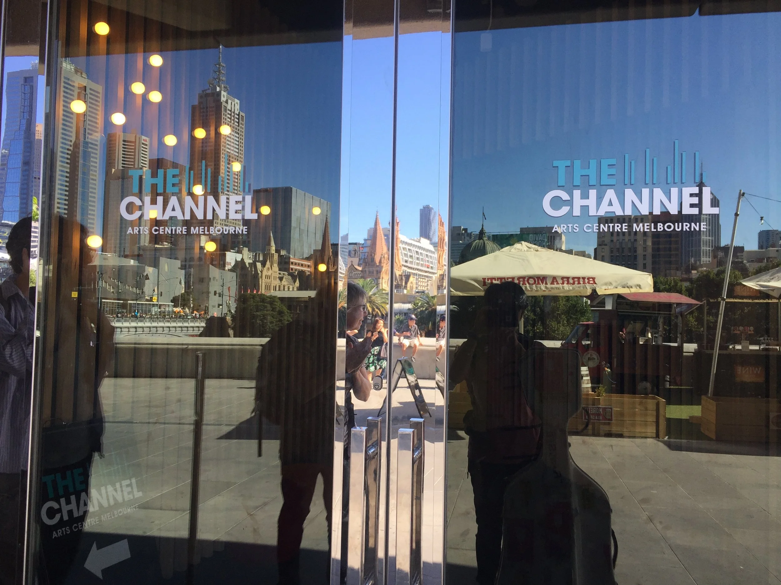 Pre-artist talking at The Channel in downtown Melbourne.