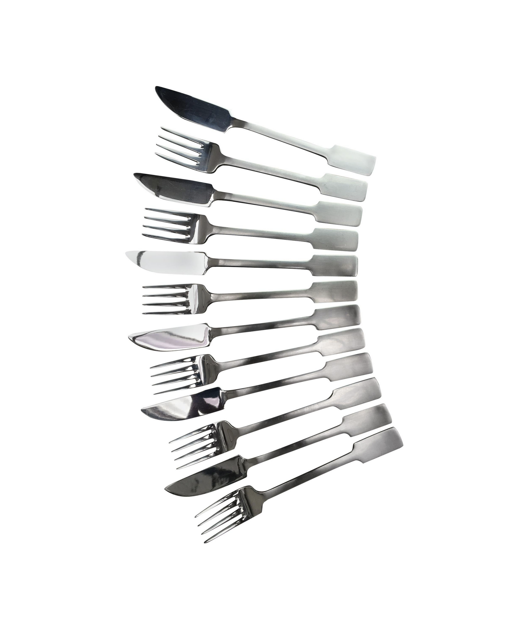 1970s British stainless steel cutlery set designed by Gerald Benney for Viners of Sheffield