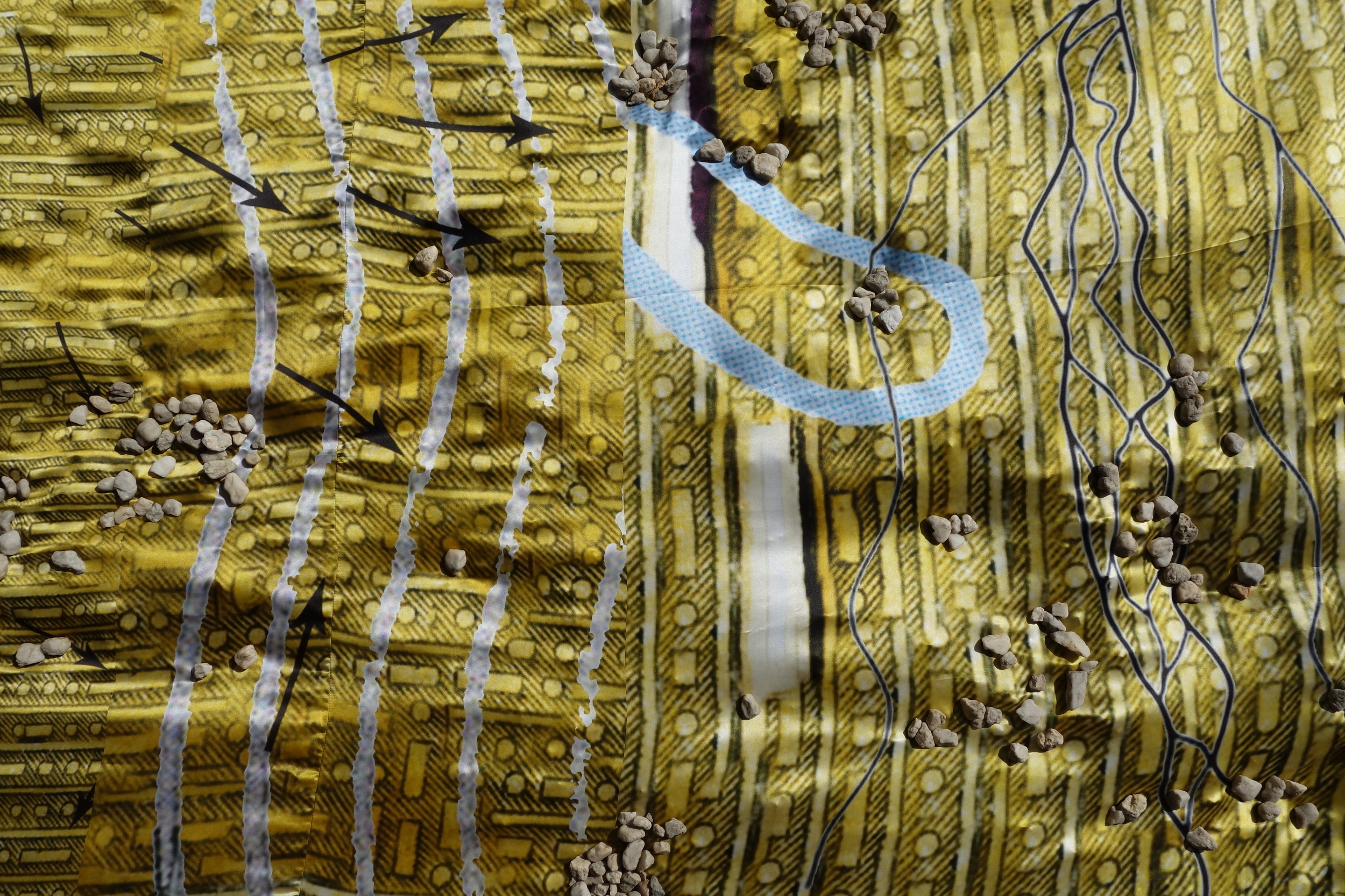  Flag of Convenience, 2015, digitally printed silk, pebbles  in  Fabrik  at the Ian Potter Museum of Art 