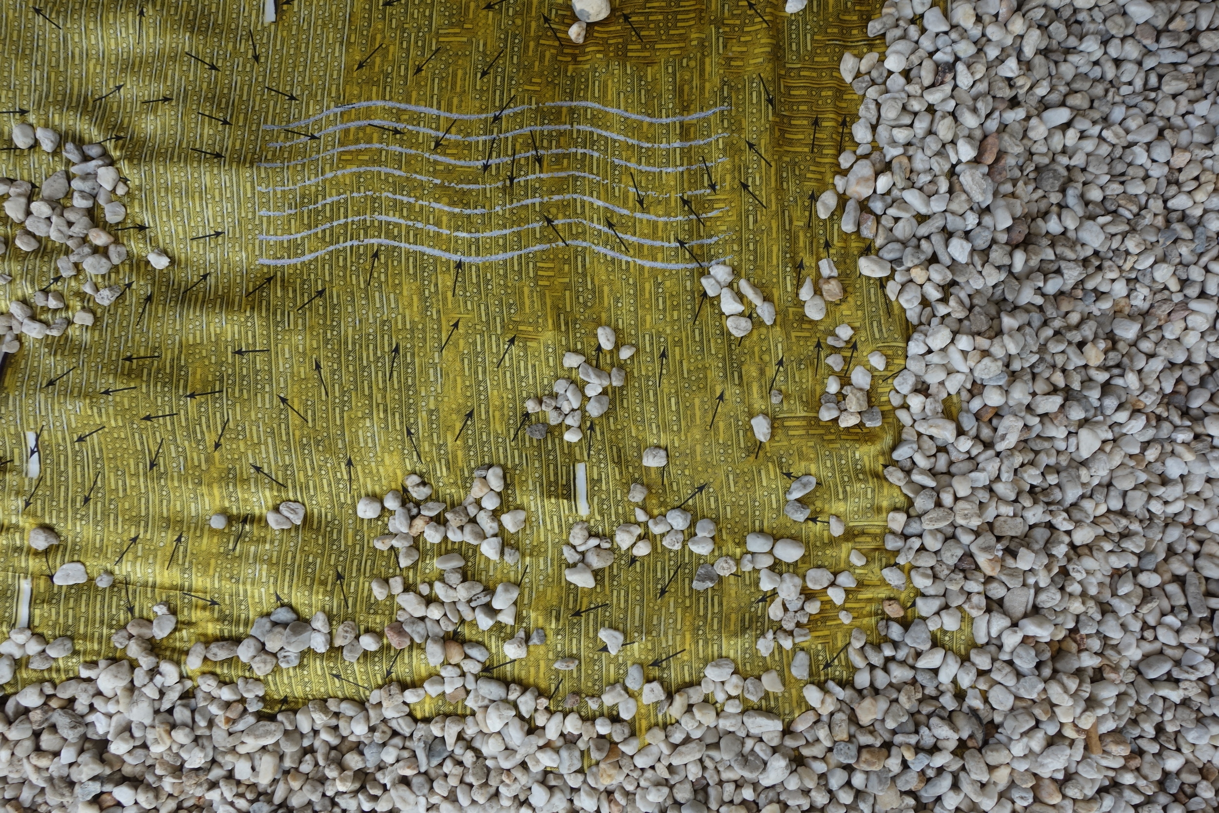  Flag of Convenience, 2015, digitally printed silk, pebbles  in  Fabrik  at the Ian Potter Museum of Art 