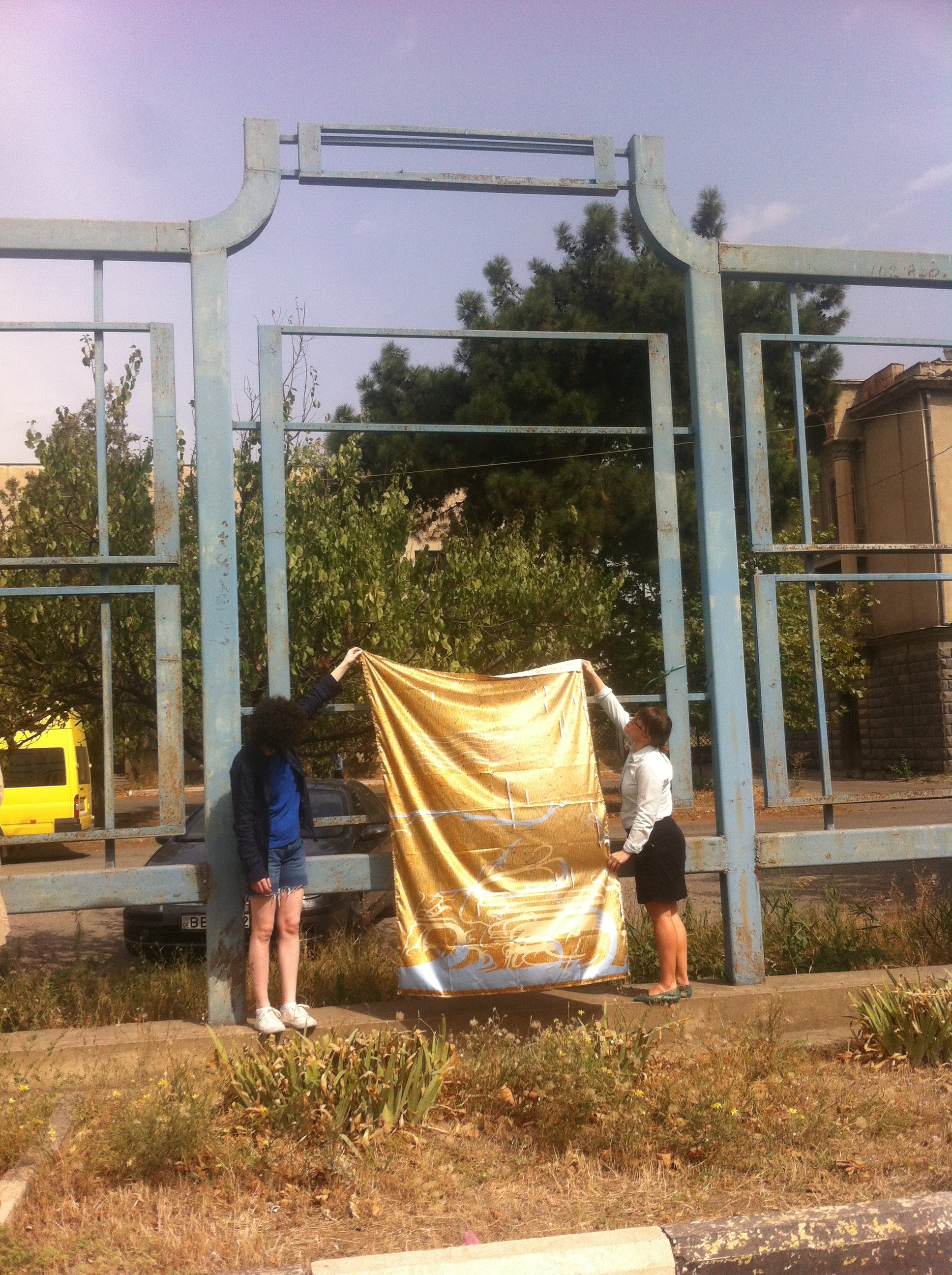  Flag of Convenience, 2015, Digitally printed satin shown within the work of Ash Kilmartin in  124,908 , Curated by Tara McDowell, part of  SOS - Self Organised Systems , the 2nd Tbilisi Triennial. Rustavi, Georgia. 