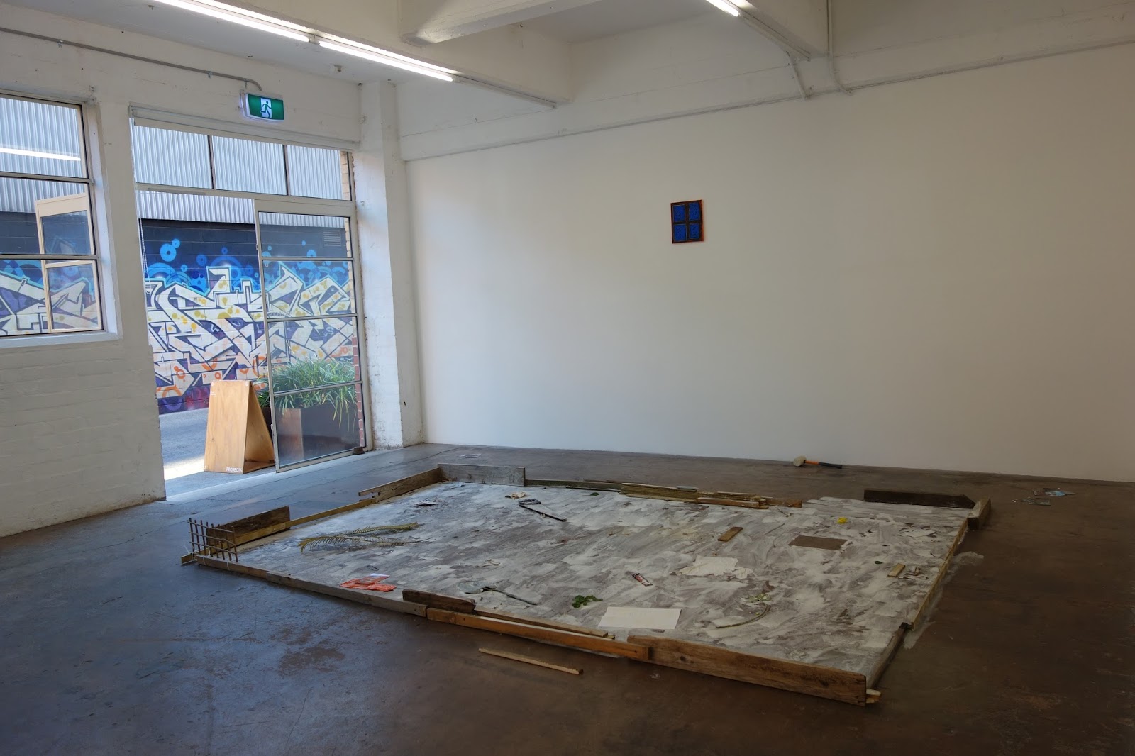  Lemon tree hanging over the perimetre, 2015 collaborative floor painting with Christopher LG Hill  in  Glass Shoebox  at Bus Projects 