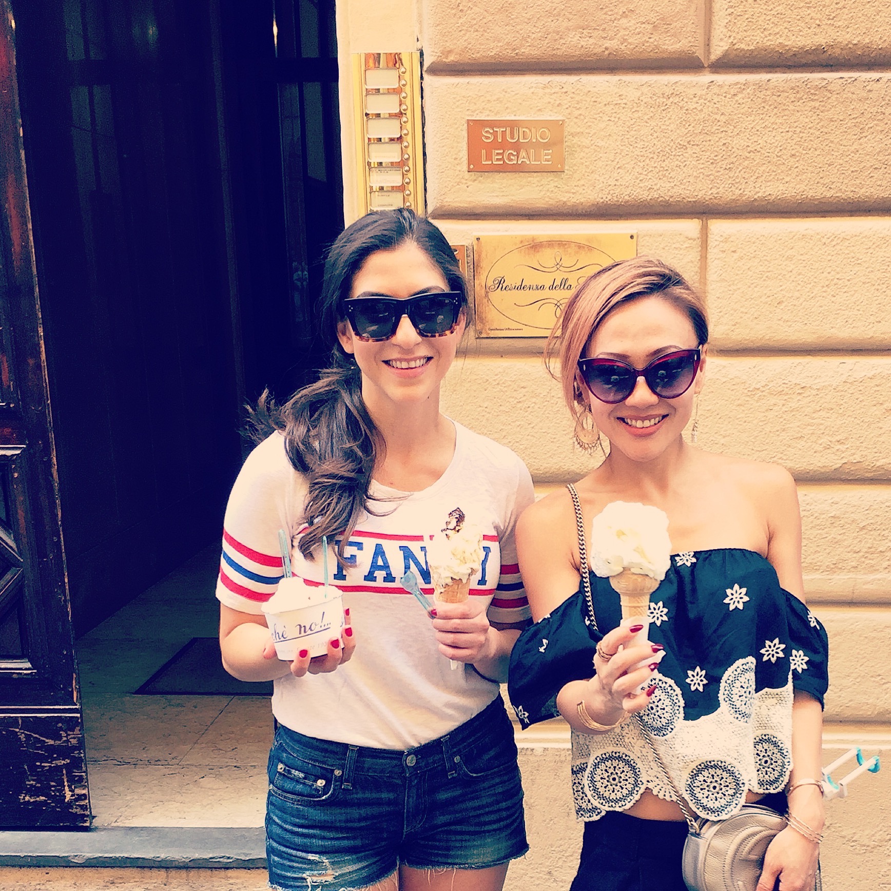 Here with my bestie during her bachelorette in Florence, holding up our prized possessions: GELATO from Perche No! Molto Buono!
