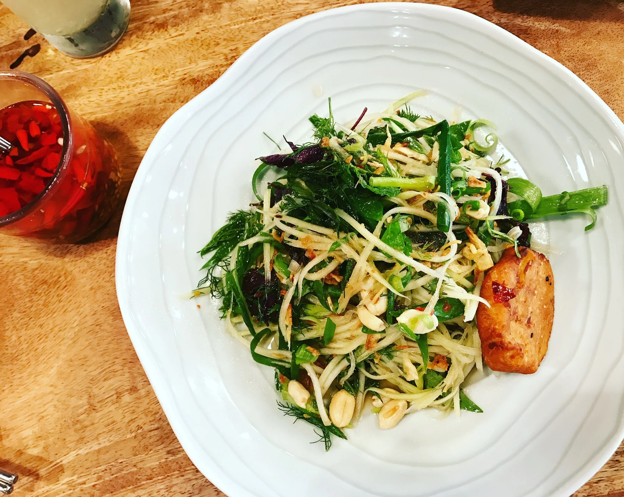 Started with the papaya salad with mung bean fritter. Was pretty tasty...but was nothing compared to what's to come next.
