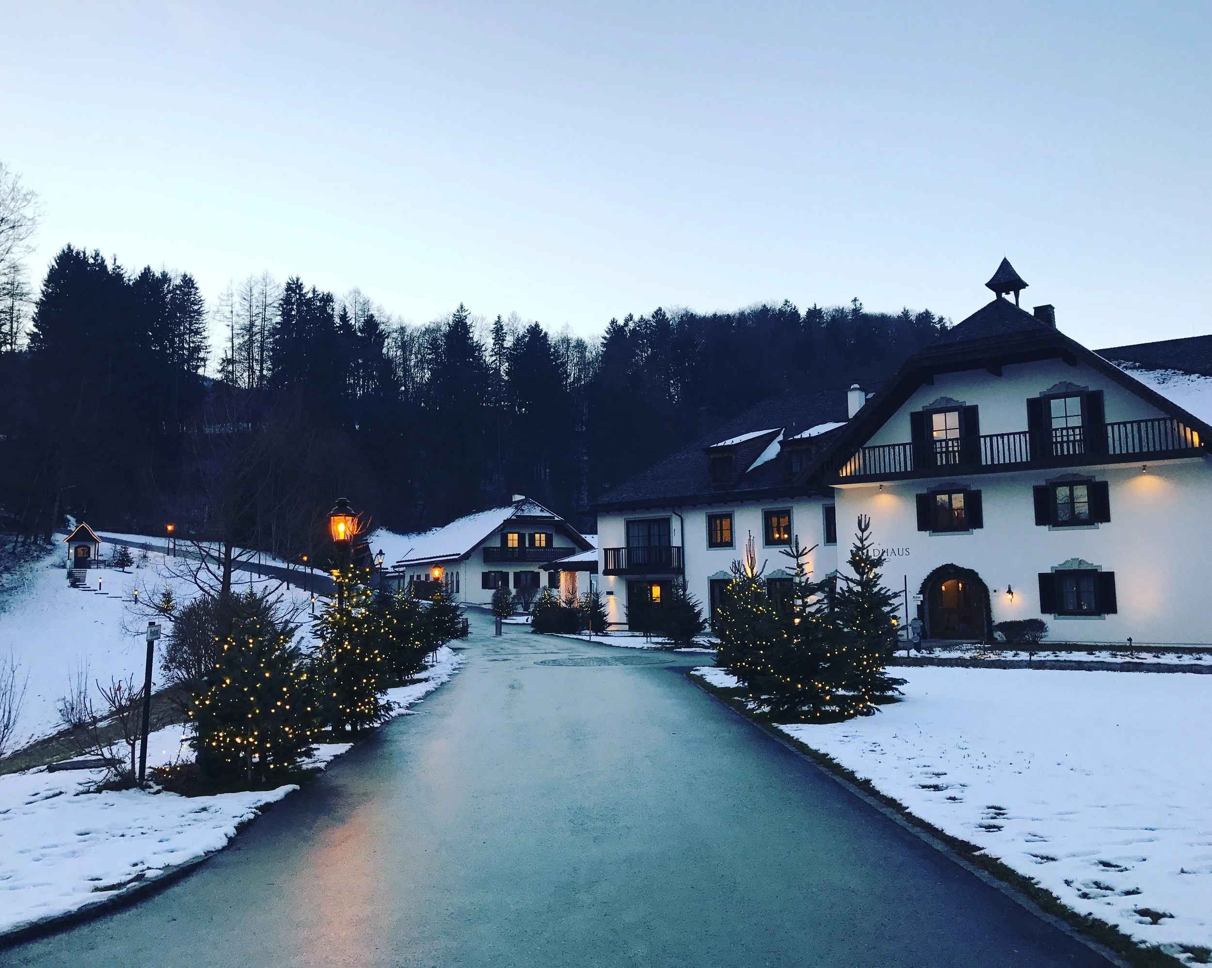 The private driveway that takes you down to Hotel Schloss Fuschl Resort and Spa