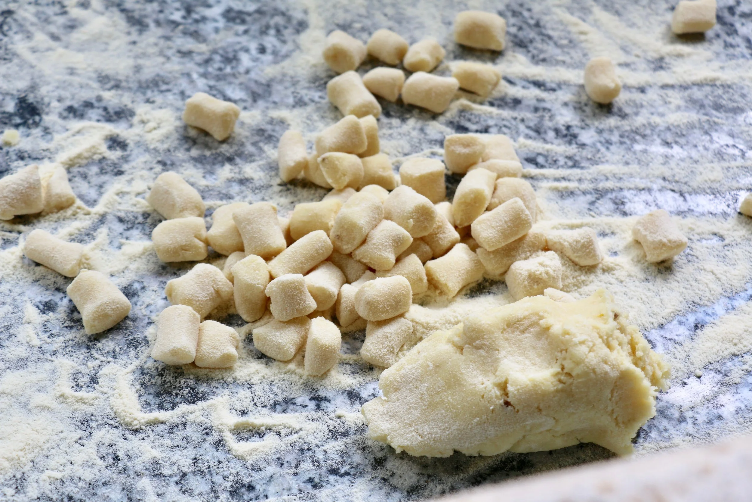 Roll out the dough and cut into equal portions first