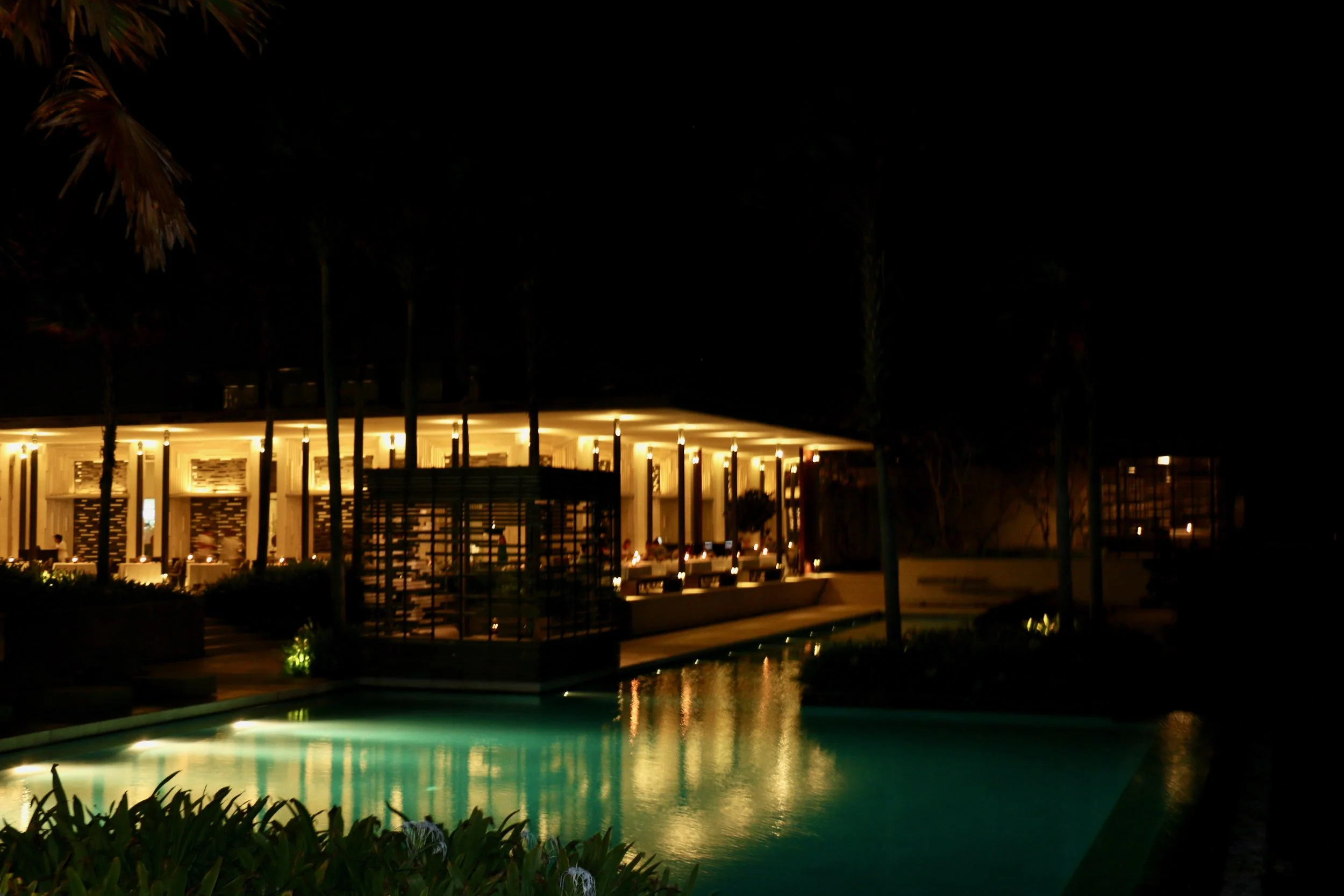 A view of Warung Restaurant from the pool at Alila Villa Uluwatu. Note the outdoor area of the restaurant wraps around the building and in my opinion are the better seats. 