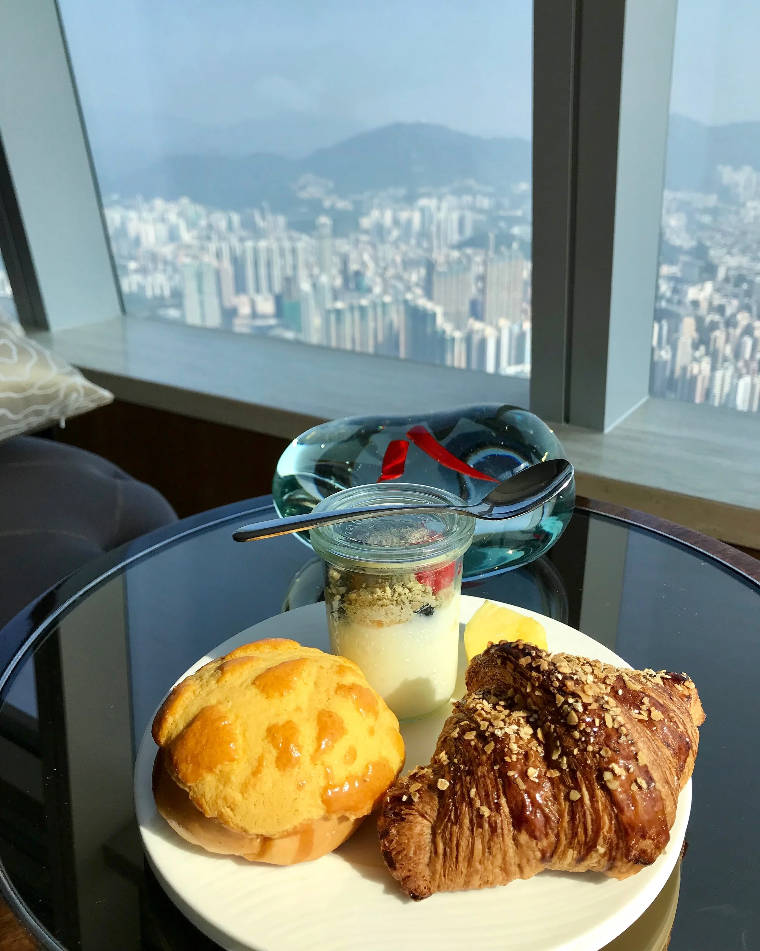 You never know when hunger can strike, so every morning I make sure to have some sustenance on hand in our room courtesy of the Ritz Lounge.