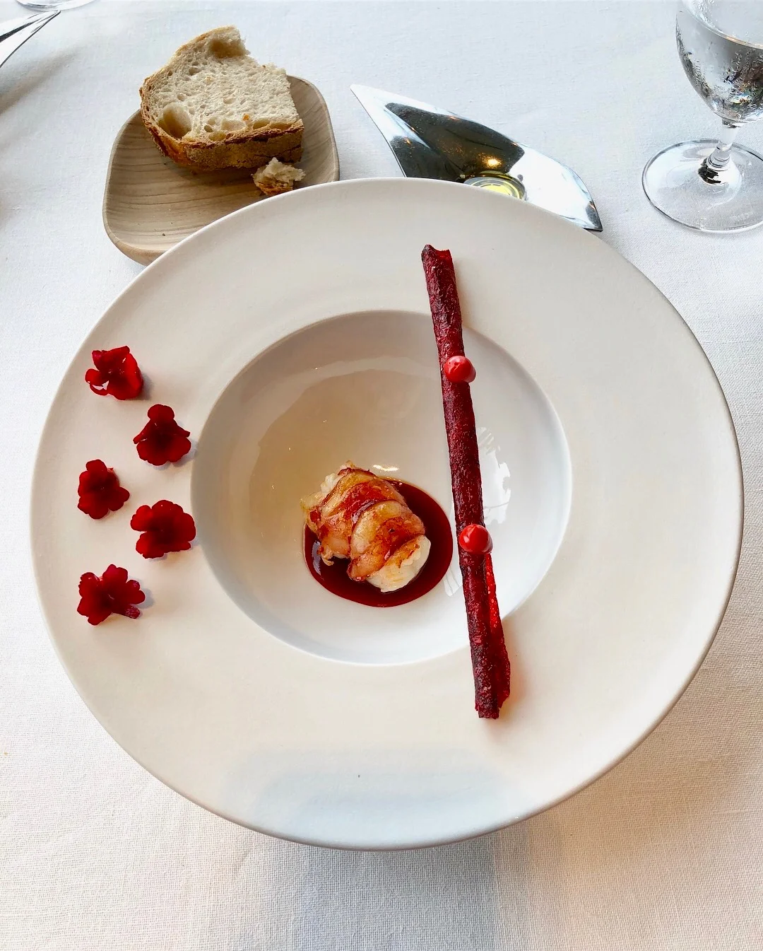 19. Roasted and peeled crispy lobster and its mayonnaise with a crisp tuile.