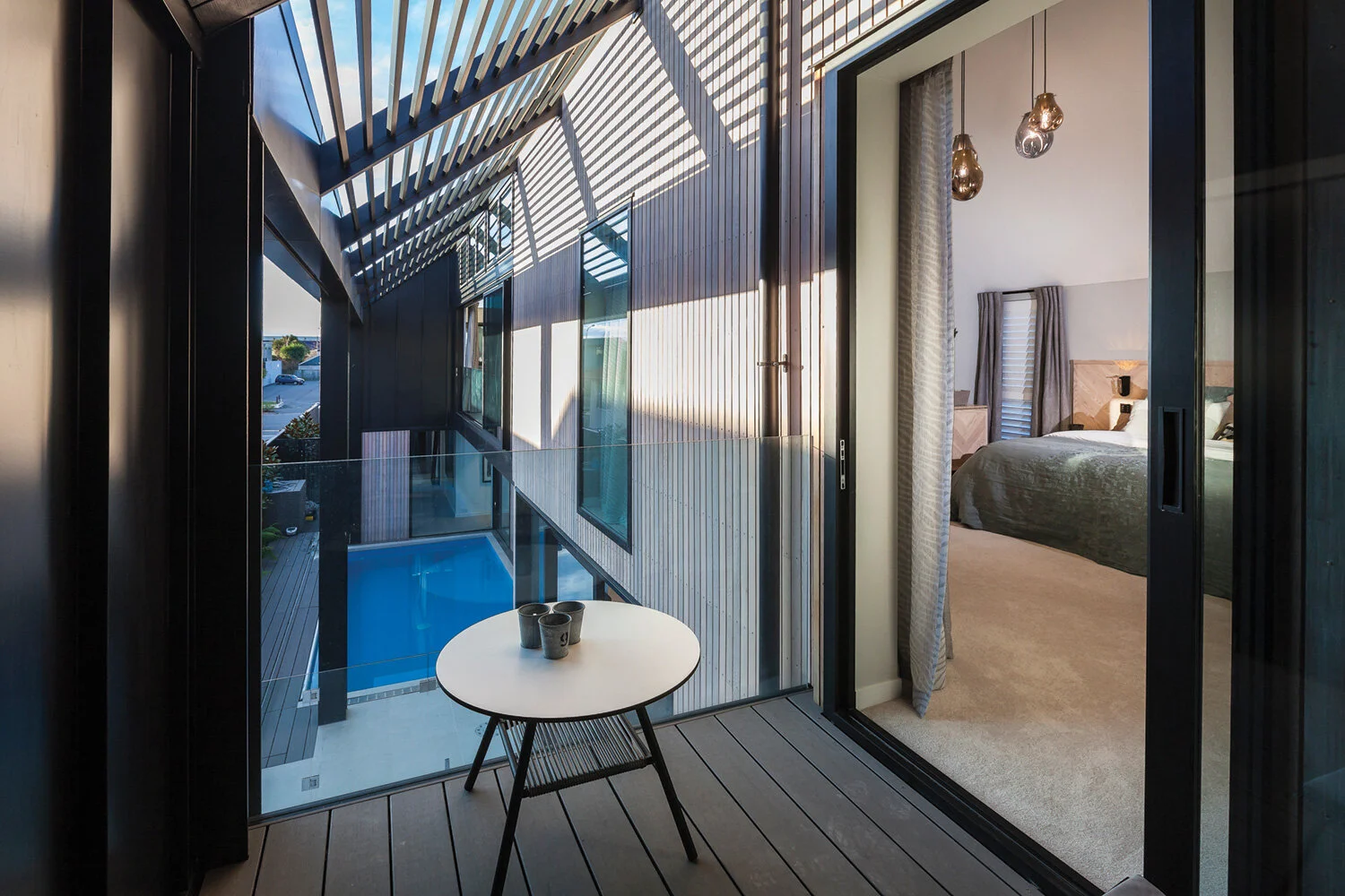 Outdoor living Decking from Outdure was selected to create the multiple outdoor living areas to make the most of the sun throughout the day.