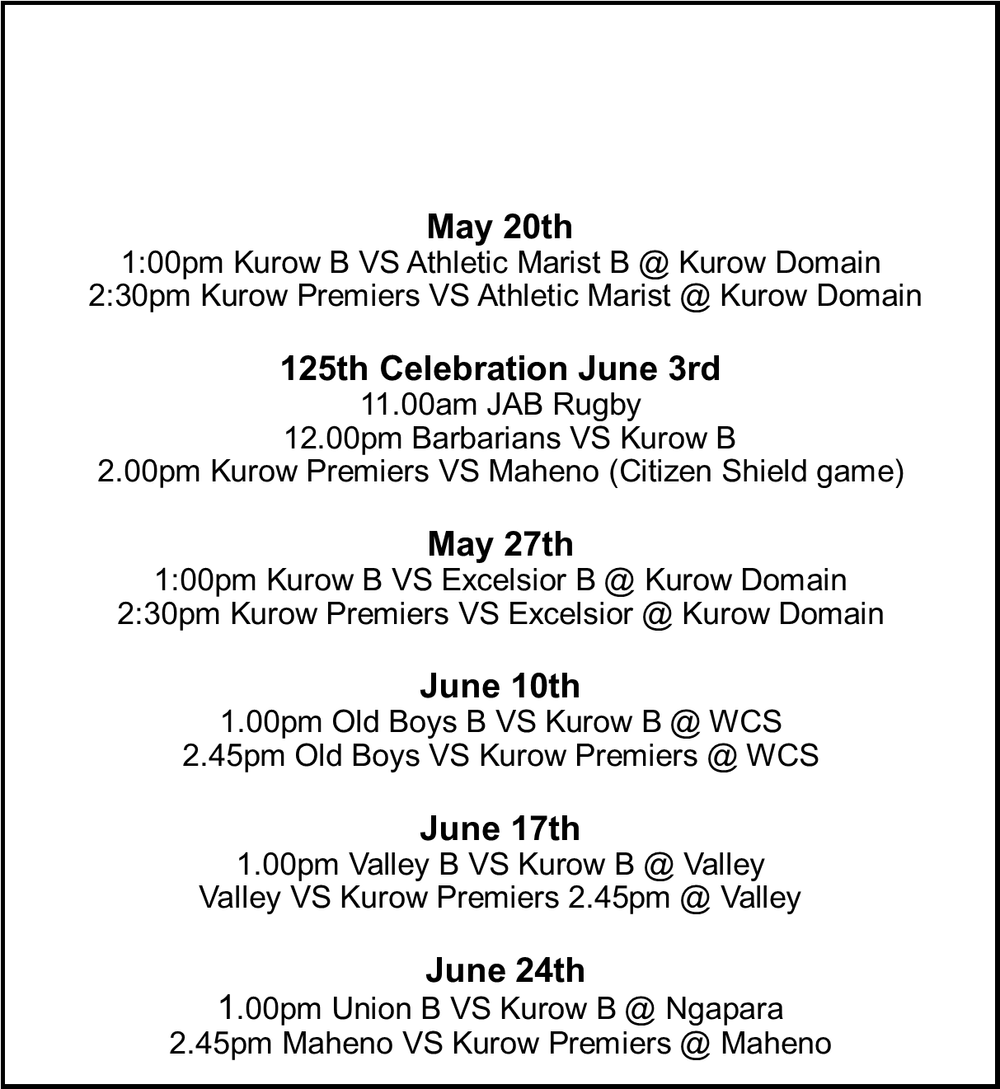 New Events — Kurow