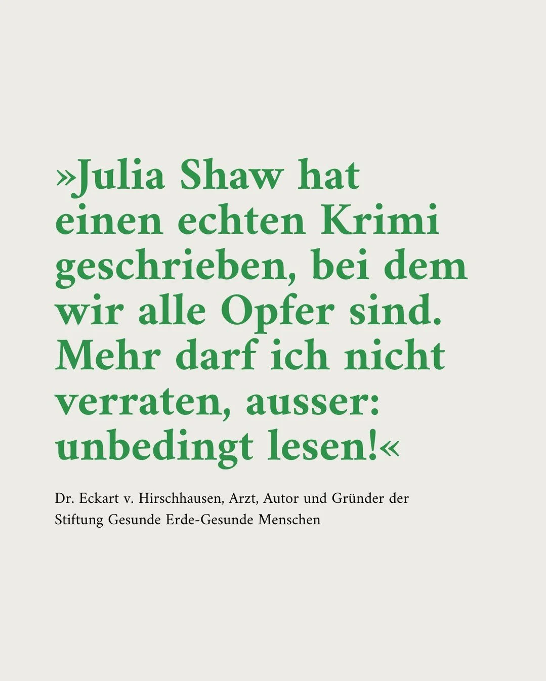 Ende August ist das Buch GREEN CRIME der internationalen Bestsellerautorin und Kriminalpsychologin @drjuliashaw bei Ullstein erschienen, gefolgt von einer englischen Ausgabe bei Canongate in UK und bei Penguin Random House in den USA. So viele tolle 